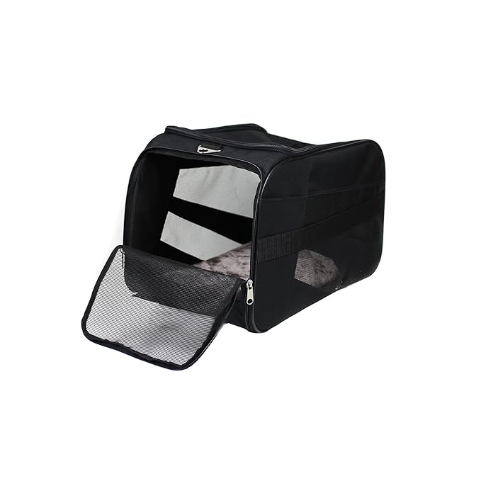 dbest products Pet Smart Cart Carrier, Medium, Black, Soft Sided Collapsible Folding Travel Bag, Dog Cat Airline Approved Tote Luggage Backpack