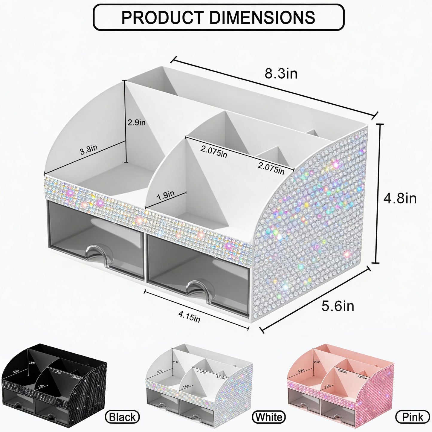 COMFYROOM Makeup Organizer, Bathroom Organizer (Bling White)