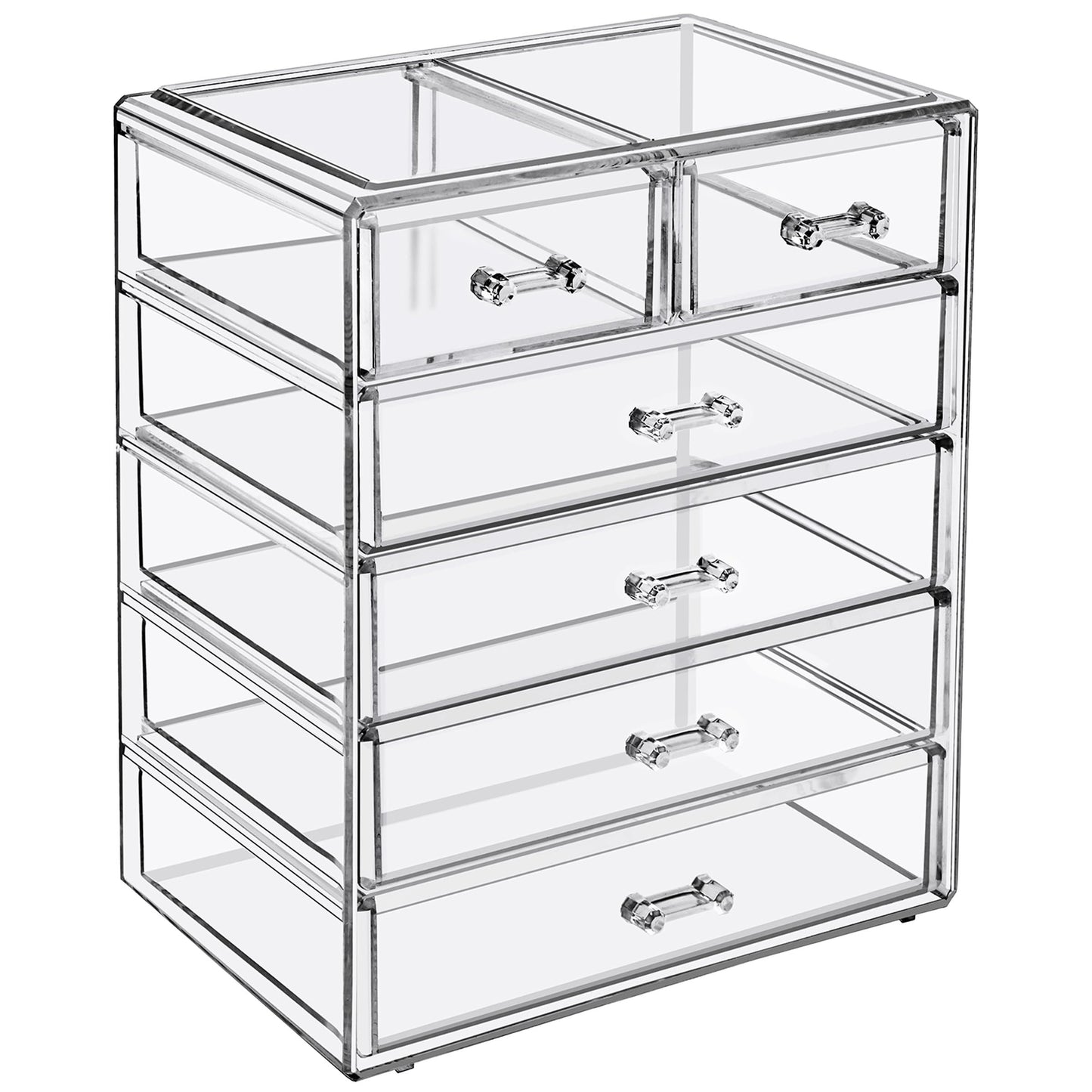 Sorbus Acrylic Makeup Organizer Set, 6-Drawer Vanity & Countertop Cosmetic Storage with Small & Wide Drawers, Clear Makeup Storage for Brushes, Lipsticks, Jewelry – Holiday Gift for Women & Teens