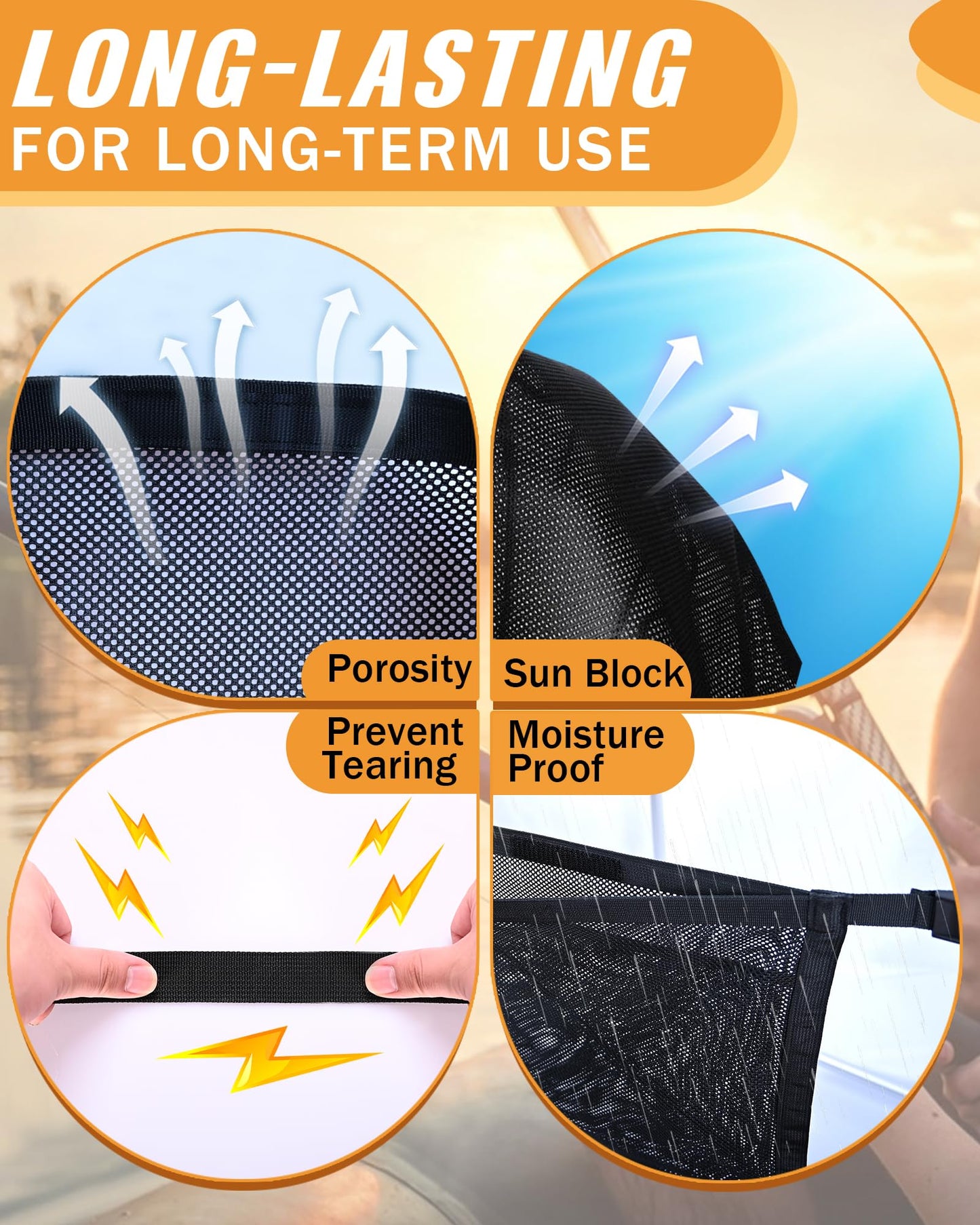 PLOZANO Boat Storage Bag with 3 Divisions, Adjustable Organizer, Mesh Tackle & Life Jacket Holder, Suspended Net for Leaning Post (32 INCH)