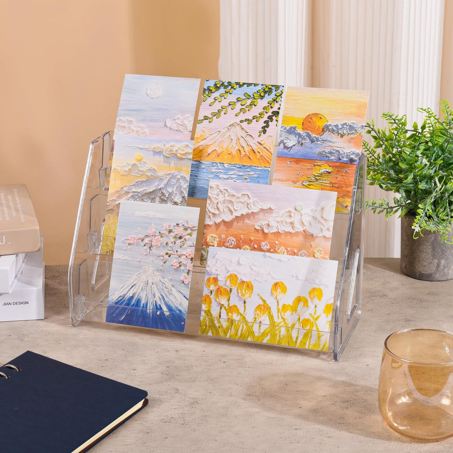 CELSOL 2 Pack Elevated 3 Tier Clear Acrylic Card Display Stand for Trading Cards, Sports Cards, Greeting Cards, Stickers – Slanted Holder for PSA Slabs, Vendors, Collectors & Retail (3 Tier 2 Pack)