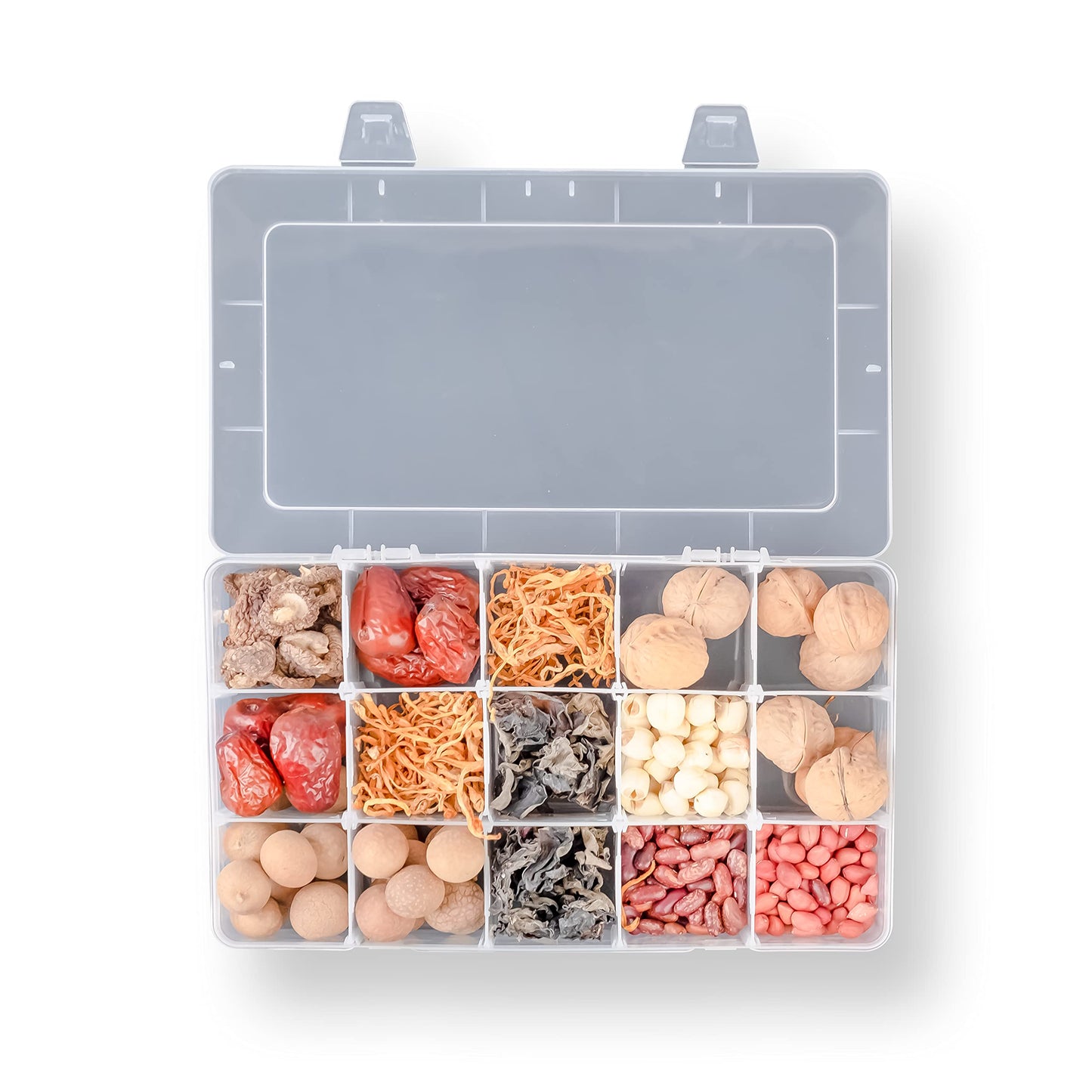 SYMPABASIC SOUFFAHOUSE 2 Pack Plastic Small Crafts Storage Boxes with Adjustable Dividers (15 Grid)