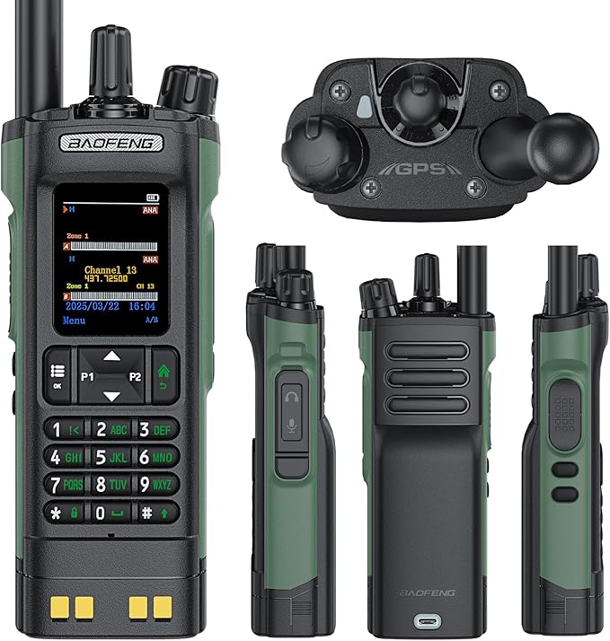 BAOFENG DM32 DMR Handheld Radio with USB-C Charging, GPS, 10W Long Range Walkie Talkie for Emergency Rescue & Outdoor Sports DM-32UV (1 Pack Green)