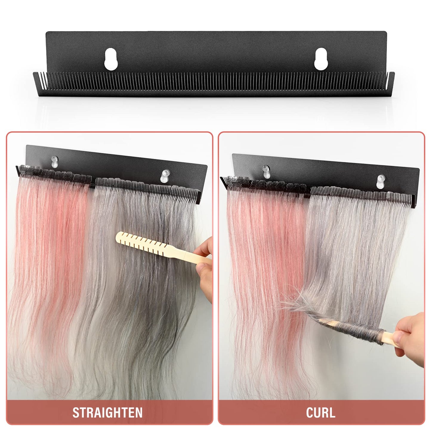 EHDIS Hair Extension Holder for Styling Hair Stands Stainless Steel Hair Extension Display Hair Hanger Tool for Washing, Coloring and Blow-Drying of Weft, Clip-In, Tape-In Extensions (Black)