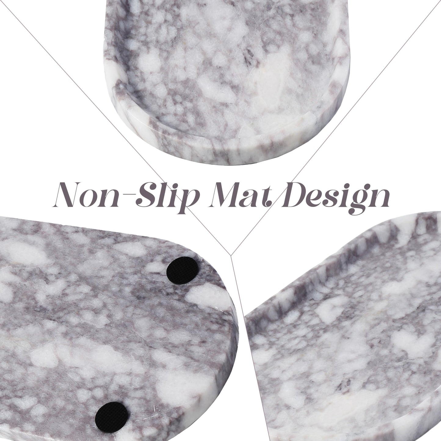 Koville Real Luxurious Natural Marble Vanity Tray, 10"x5" Calacatta Viola Marble Catchall Tray for Bathroom, Stone Perfume Trays Jewelry Dish for Dresser, Genuine Stone Storage Tray for Home Decor