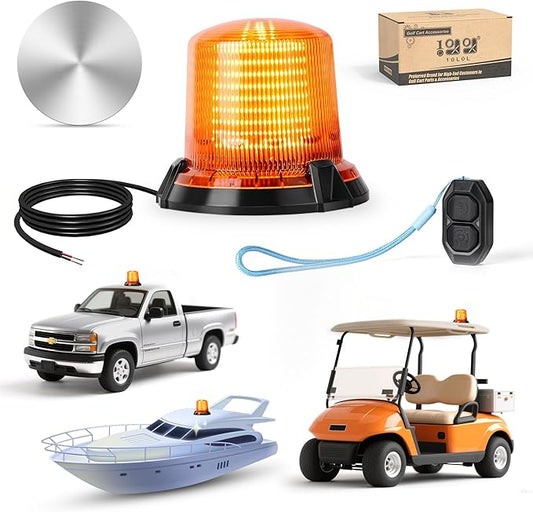 10L0L Golf Cart Flashing Safety Warning Light - Waterproof & Dustproof 12-80V Wide Voltage with 3M Cable for School Bus, Police Car, Yacht, Golf Cart