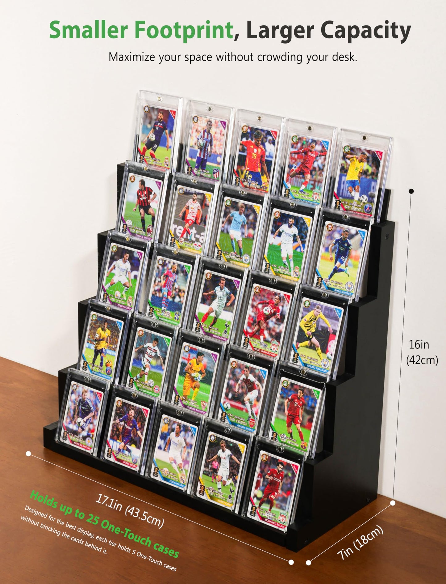 Card Display Stand ,5-Tier Wooden Trading Card Display Case for Graded Cards, Sports Card Display for PSA CGC SGC BGS Slabs
