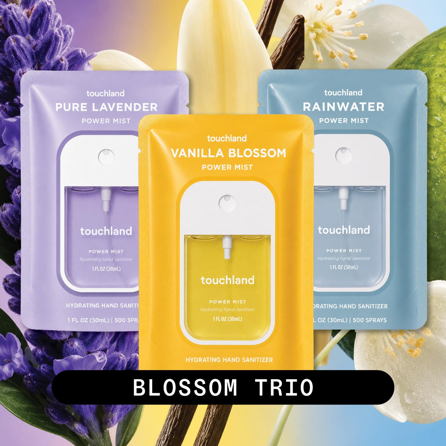Touchland Hand Sanitizer Spray, Blossom Trio - 3 x 1 FL OZ