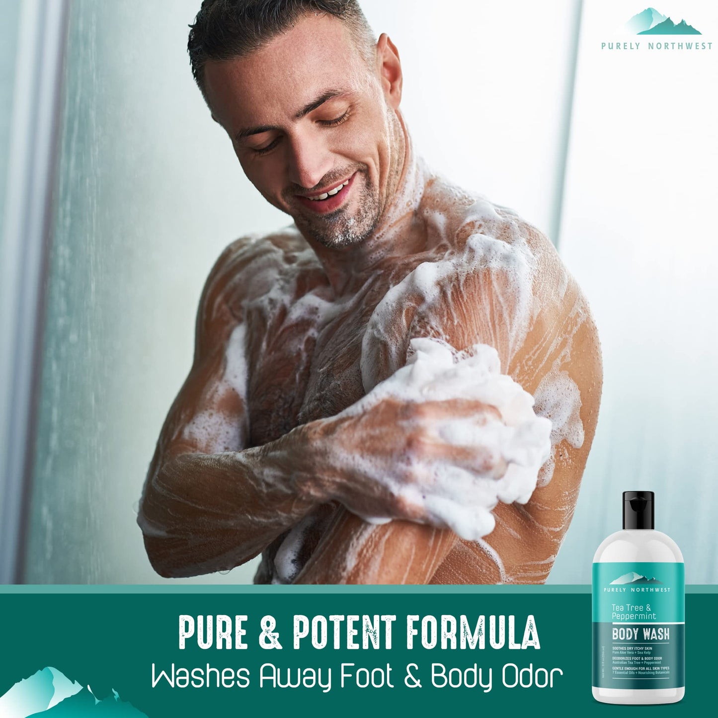 Tea Tree Body Wash for Men and Women – Natural Tea Tree Oil Body Cleanser for Odor, Skin Irritations, Hydrating Shower Gel for Sensitive Skin, Gentle and Refreshing Body Wash
