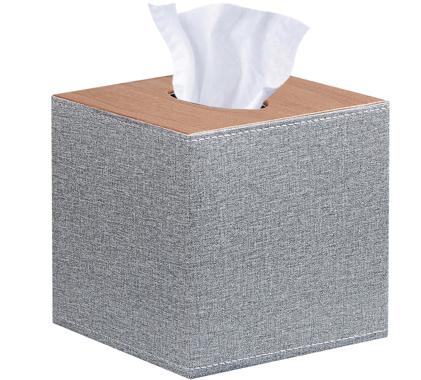 Leather Tissue Box Cover Square,Upgrade 99% Compatible Large Size,Modern Tissue Box Holder for Napkin Facial Paper,Dryer Sheet Dispenser Organizer for Bathroom Vanity Countertop,Night Stand