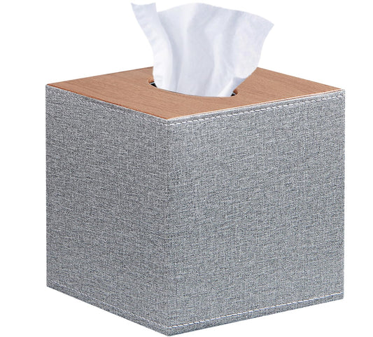 Leather Tissue Box Cover Square,Upgrade 99% Compatible Large Size,Modern Tissue Box Holder for Napkin Facial Paper,Dryer Sheet Dispenser Organizer for Bathroom Vanity Countertop,Night Stand