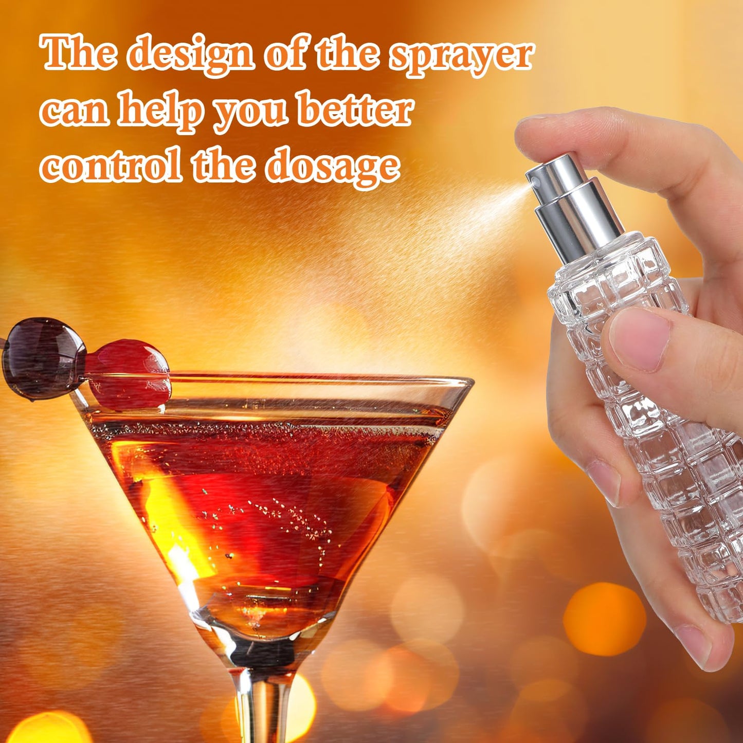 Ipetboom 2 Pcs Glass Cocktail Sprayer Empty Spray Bottle Refillable Bitters Bottle for Vermouth Perfume Fragrances Bar Mist Control Travel Home Use