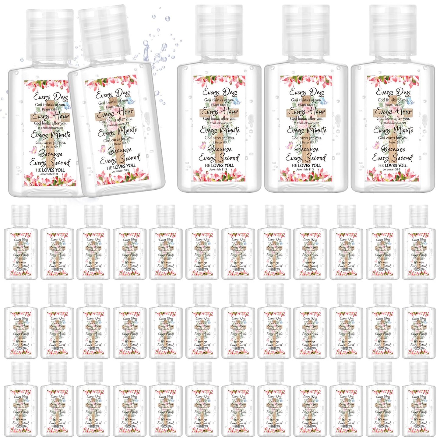 Gejoy 72 Pack Christian Hand Sanitizers Bible Verse Mini Hand Sanitizers Bulk Travel Size Religious Christian Party Favors for Church Prayer Mother's Day Women Mom Pastor Holiday Nurse Teacher Gifts