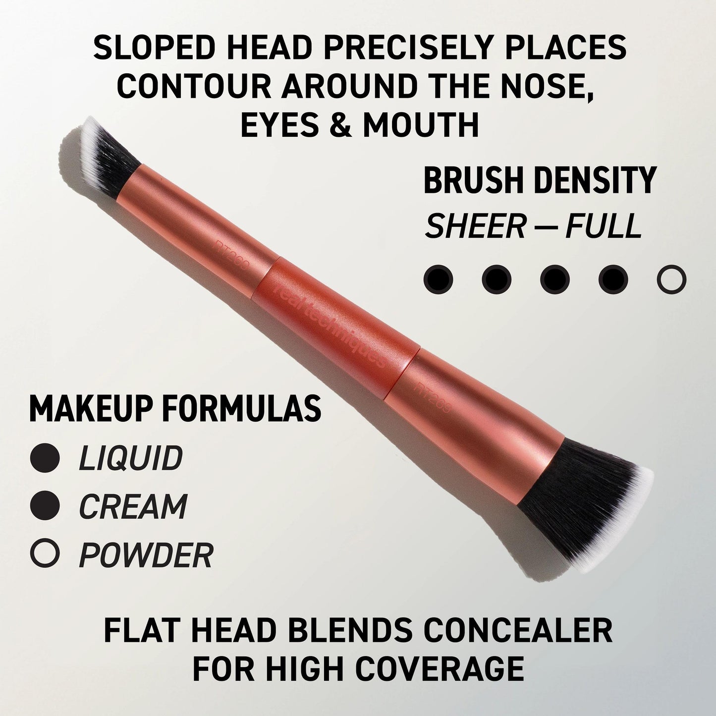 Real Techniques 6 Piece Big Blends Energy Brush + Dual-Sided Puff Kit, Face Makeup Brush & Puff Set for Foundation, Concealer, Powder & Blush, Travel Friendly, Cruelty-Free & Vegan