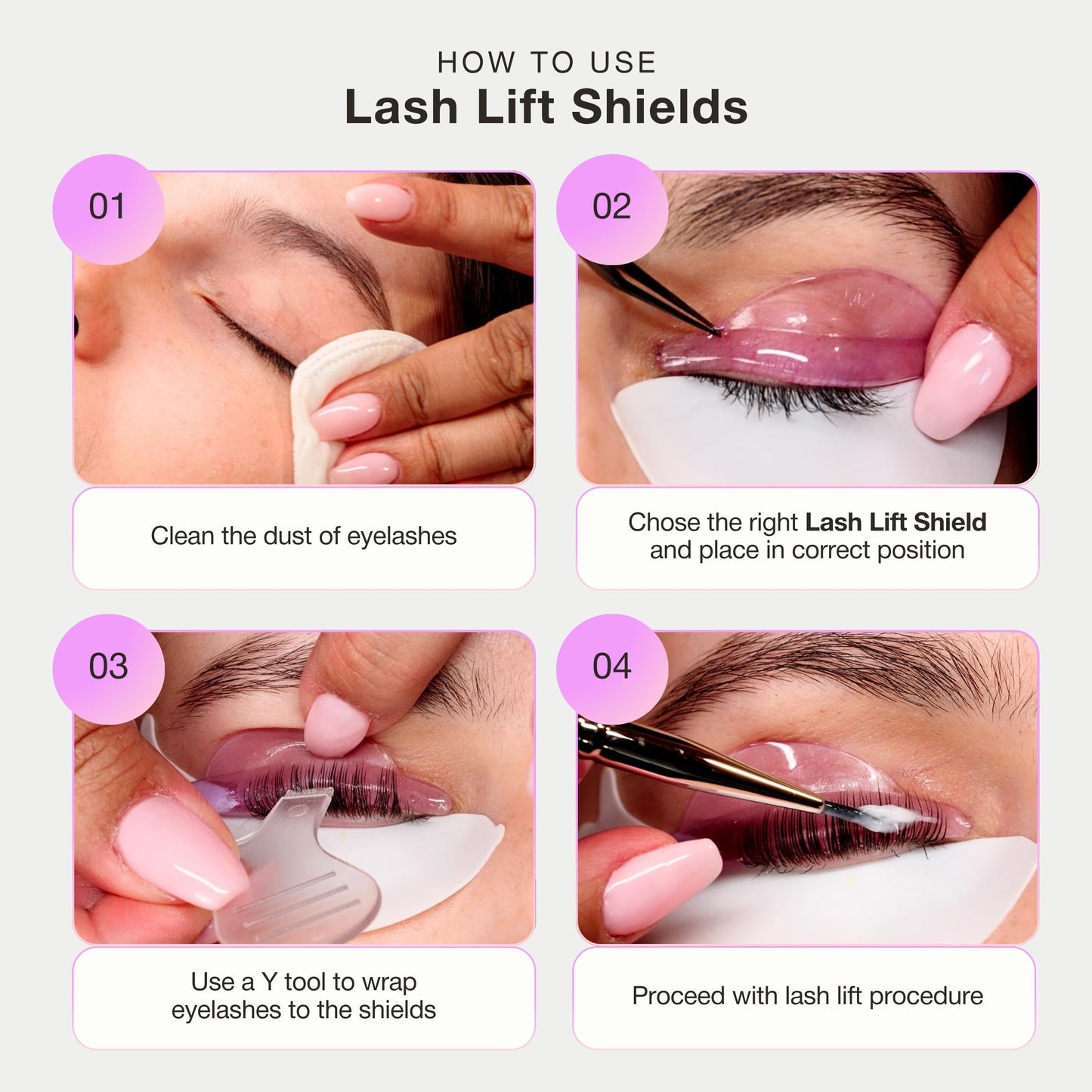 Curacoro Lash Lift Shields, 8 Pcs/4 Sizes Lash Lift Rods, Lash Lift Pads for Eyelash Curling and Lifting, Reusable Silicone Lash Rods For Eyelash Perm Lamination