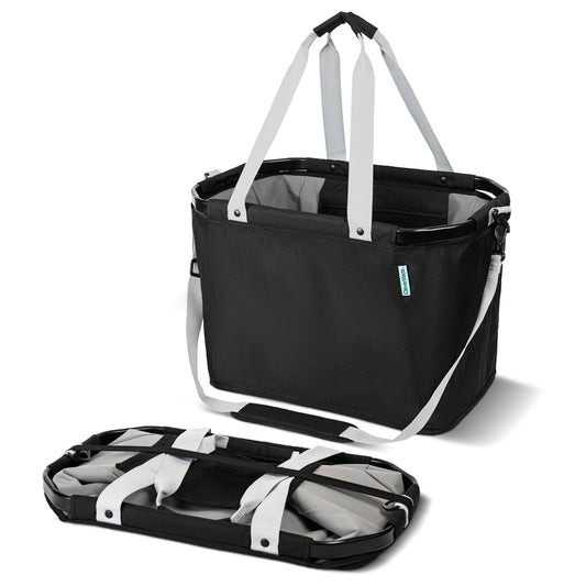 CleverMade Gear Hauler Pro Collapsible Outdoor Tote with Aluminum Frame, Heavy-Duty Recycled Fabric Utility Bag for Camping, Beach, Travel & Grocery Hauling, 14 Gal / 55L & 100 Lb Capacity - Midnight