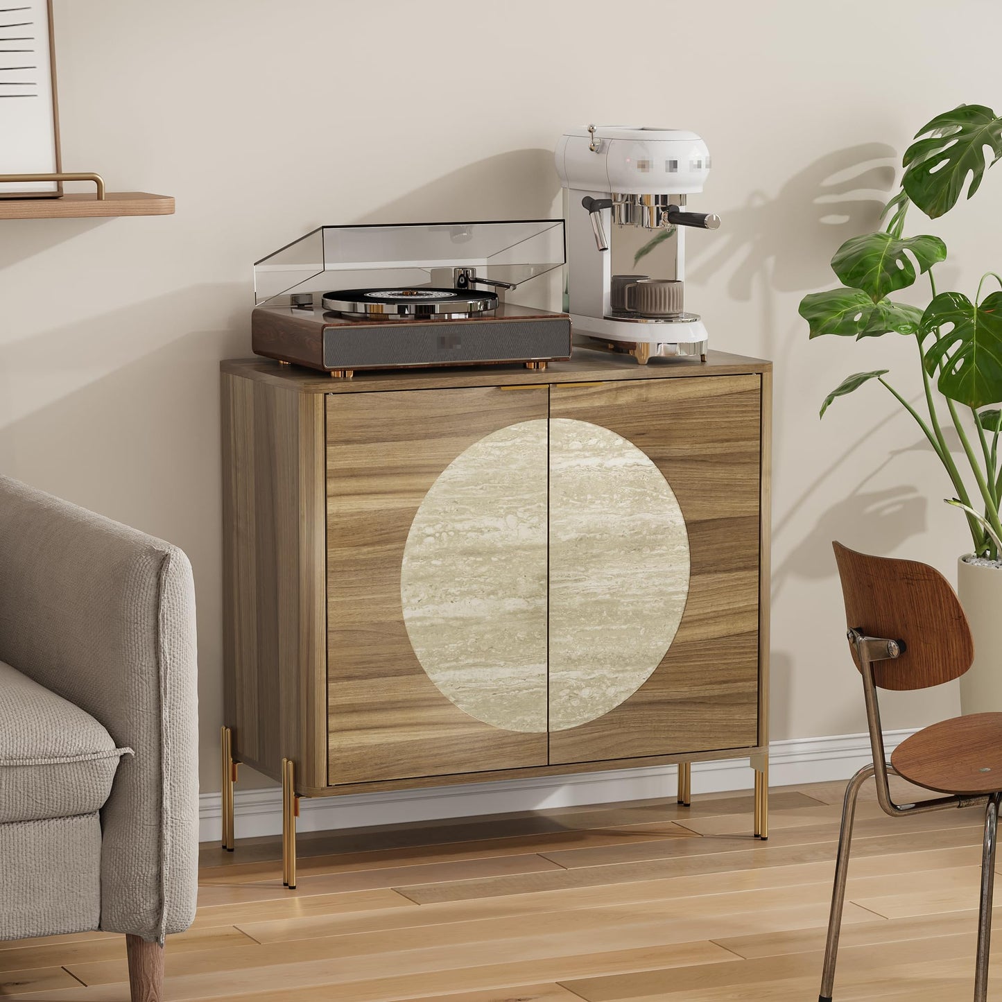 Morwdxef Modern Sideboard Cabinet with 2 Doors and Adjustable Shelves, Sideboard Buffet Cabinet with Storage, Storage Console for Kitchen, Coffee Bar, Entryway