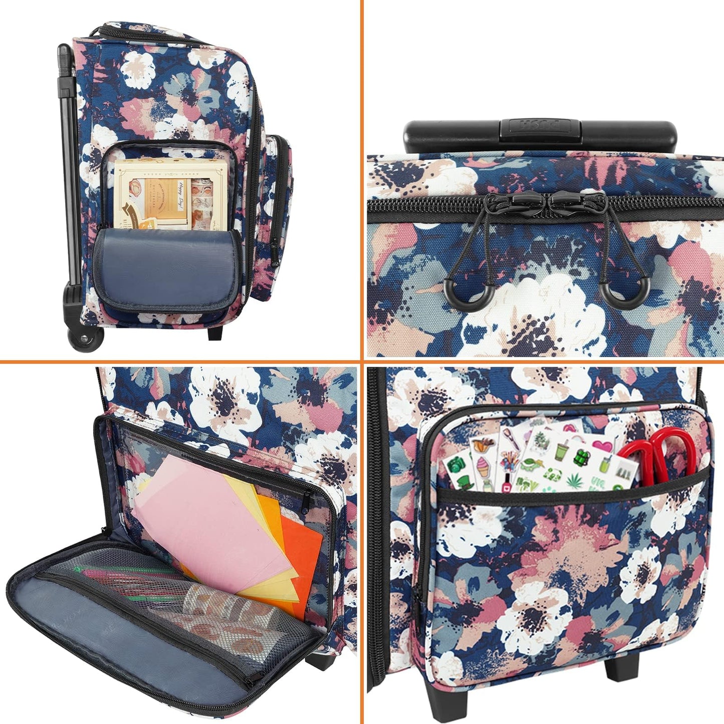 YOREPEK Large Rolling Craft Bag Wheels, Briefcase Gift for Crafter Teacher