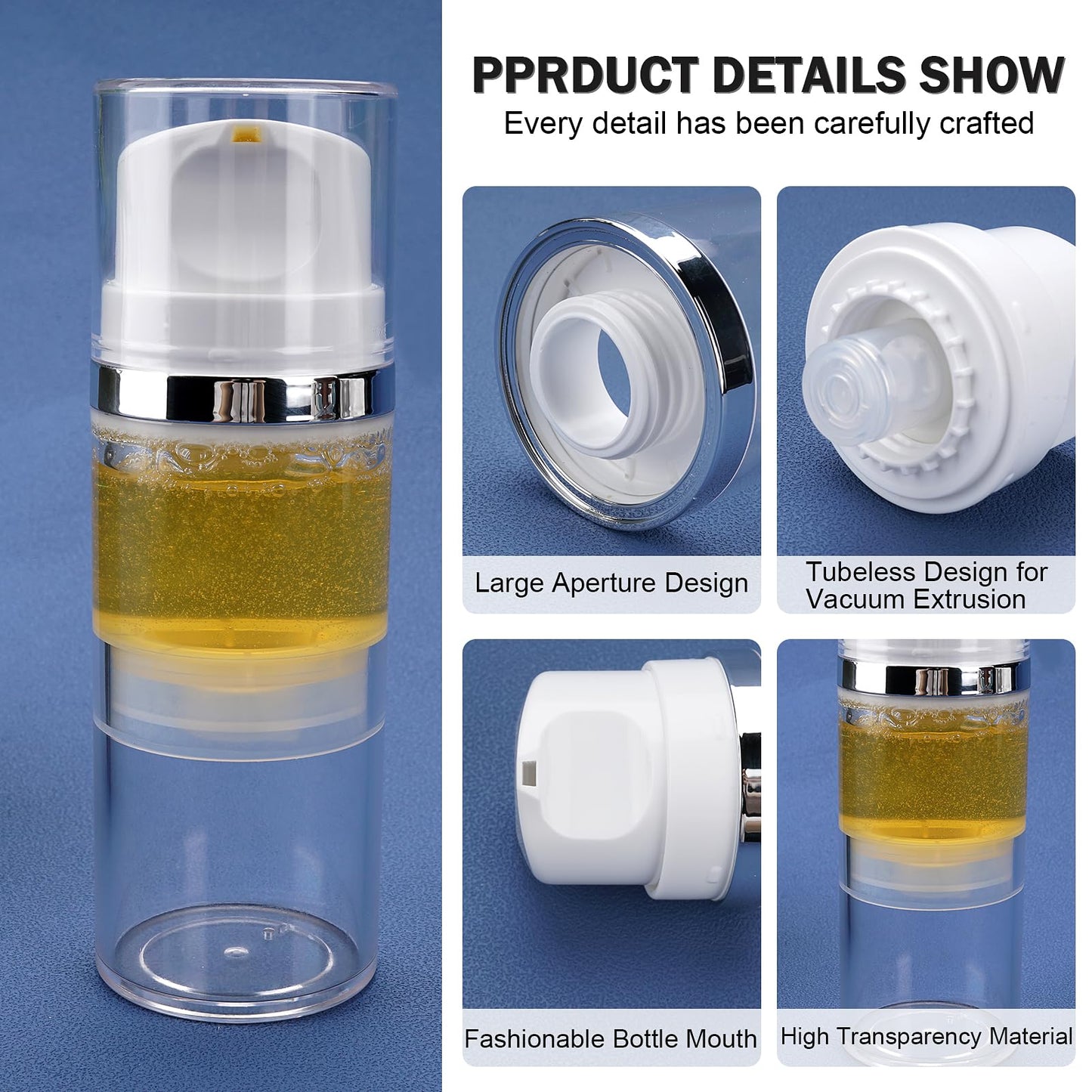 Cosywell Airless Pump Jars 3.7oz/110ml 4 Pack Pump Bottle Dispenser Empty Moisturizer airless Pump Bottles Cosmetic Pump Container Travel Pump Bottles for Toiletries Shampoo Lotion and Cream Clear