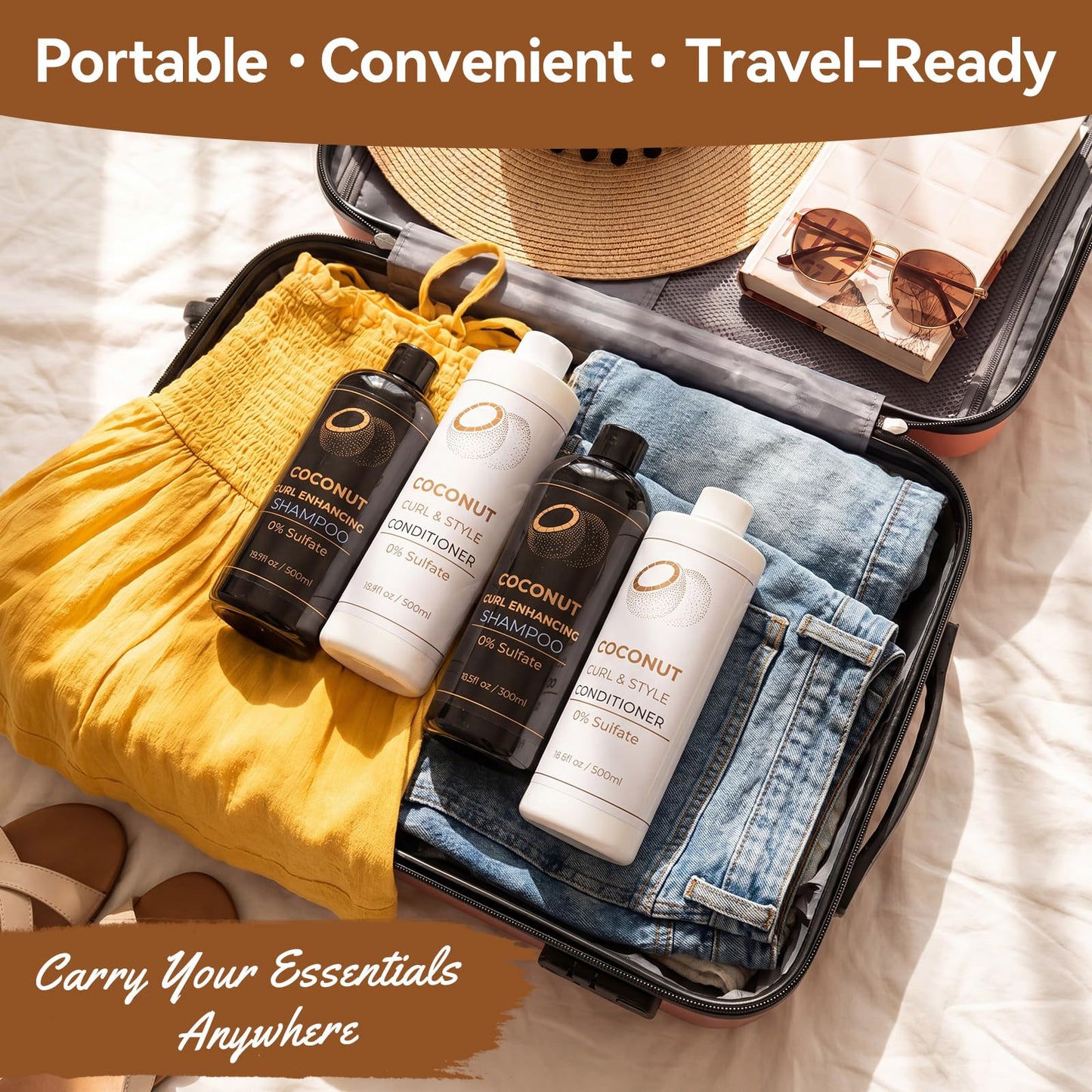 Havawish 4 Pcs Shampoo Shaped Travel Bottles for Cruise Trip, 16.9 oz Plastic Refillable Container Set, Includes Funnel, Pour Spout and Decor Stickers for Cruise Daily Essentials