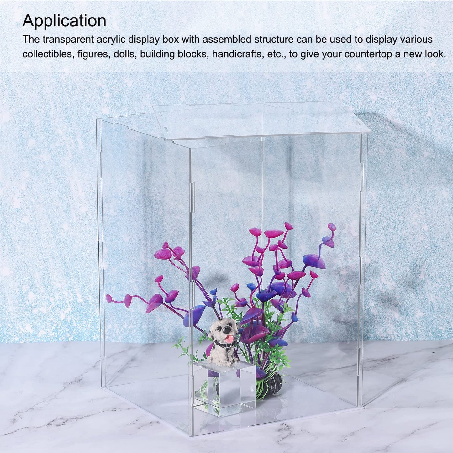 MECCANIXITY Acrylic Display Case Box Clear Dustproof Protection Showcase 6.3x6.3x14.1 Inch for Collectibles Display