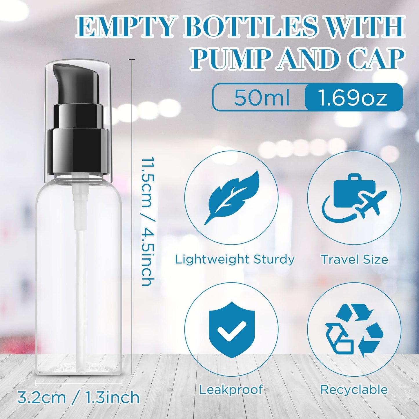 VIDELLY 10 Pieces Travel Pump Bottles for Toiletries 2oz Small Pump Bottles Clear Travel Bottle Plastic Empty Spray Bottle Dispenser With Black Cap For Lotion Cream Essential Oil(50ml,Clear)