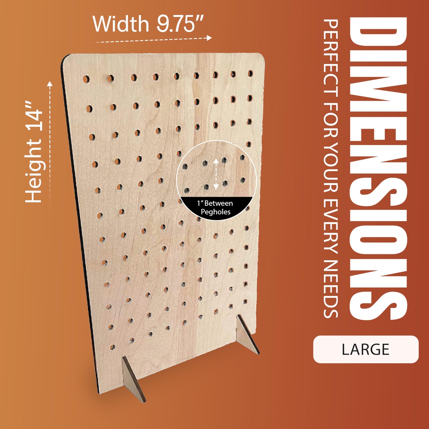 Torched Pegboard Display Stand for Jewelry, Craft Shows, Selling, Vendor Events, Tools, Peg Board Accessories Rack Organizer, Large 9.75" L x 4.3" W x 14" H, Natural…