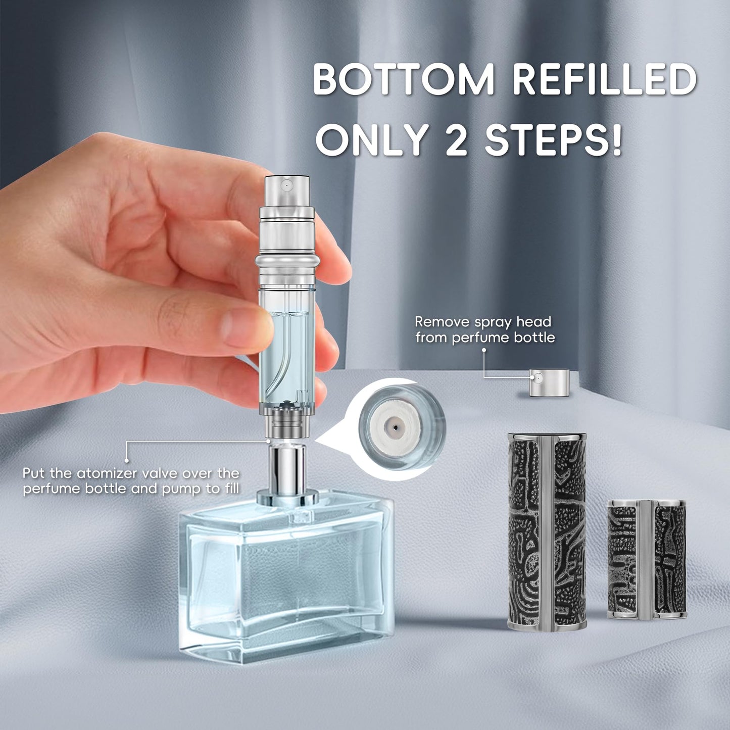 muilsae Perfume Spray Bottle 5ml, Ancient Print Leather Refillable Dispenser Bottom Fill Fragrance Scent Container, Portable and Leak-proof Suitable for Traveling & Outgoing, AG00CQ (Egypt Print)