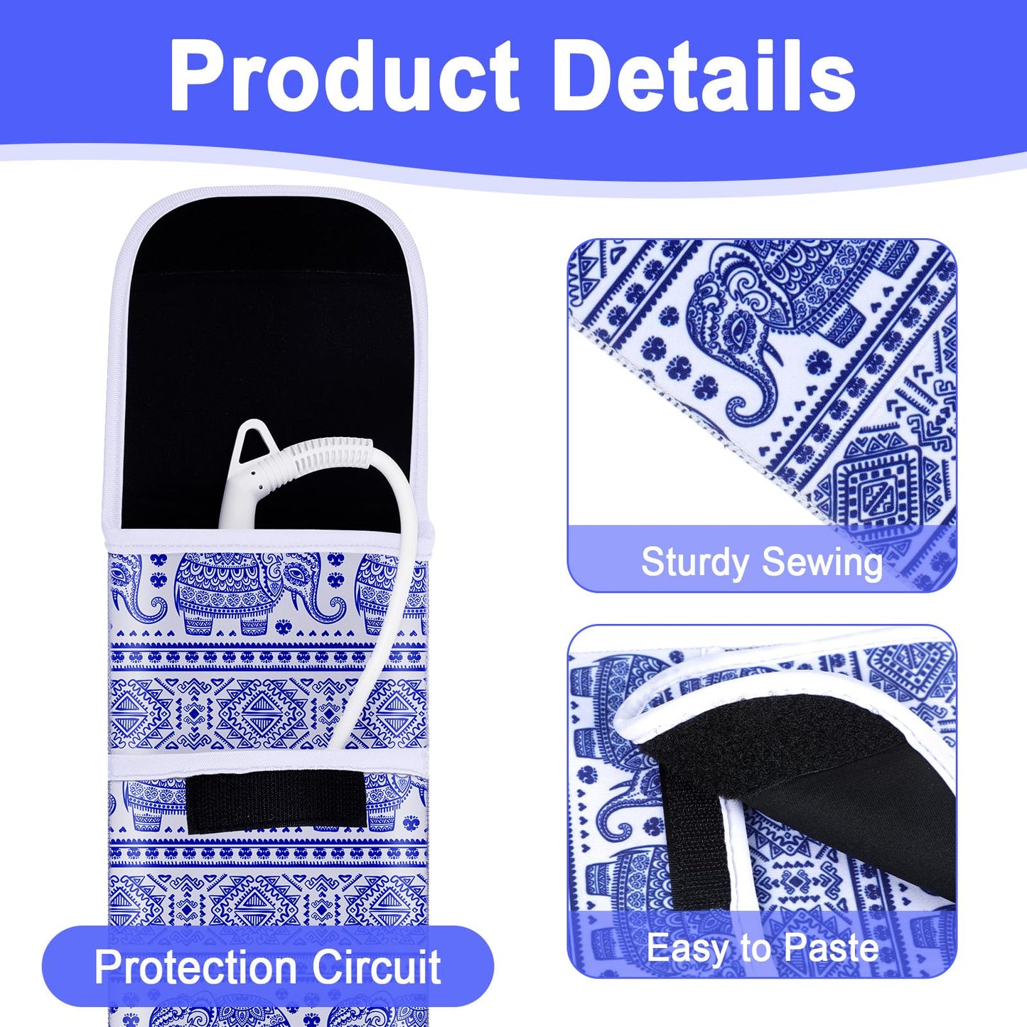 Shappy 2 Pcs Heat Resistant Hair Tools Bag Curling Iron Travel Case Cover Neoprene Flat Iron Holder Travel Case and Silicone Mat Pouch for Hot Hair Tools Storage Organizer(Elephant Style)