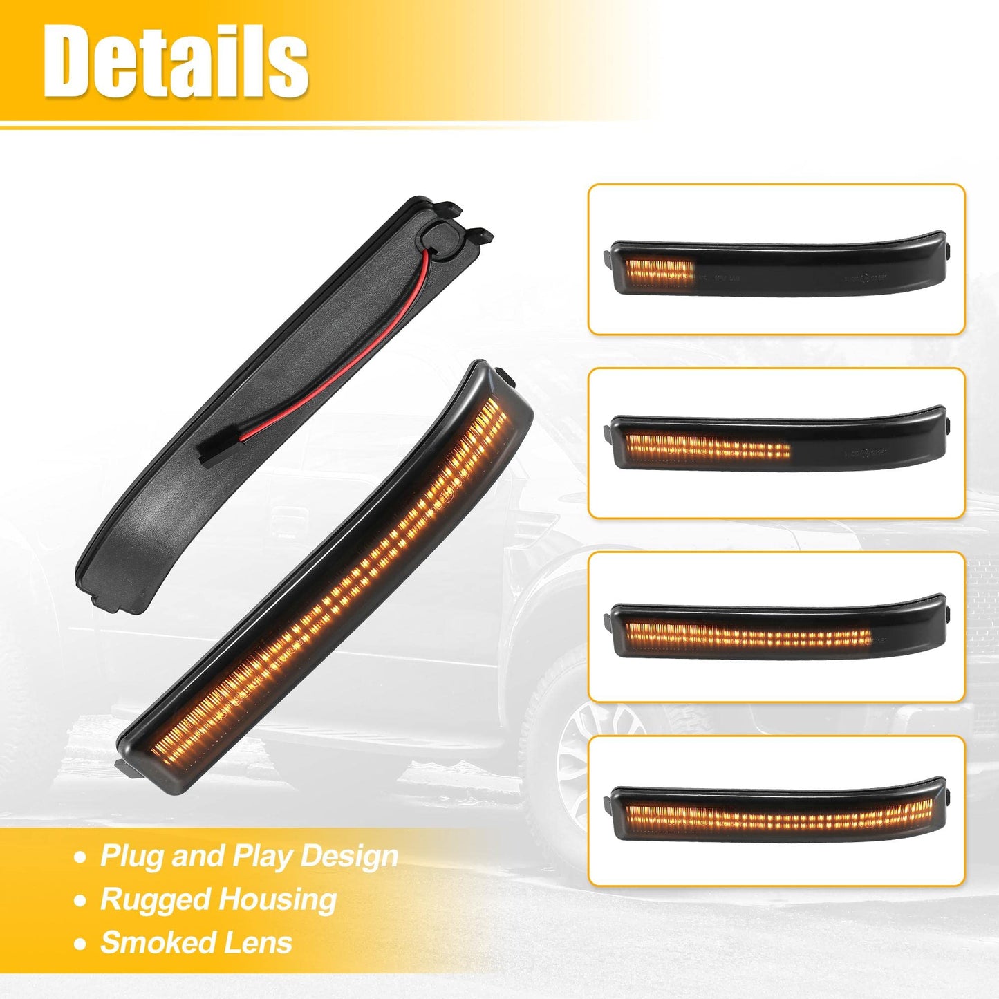 X AUTOHAUX LED Turn Signal Light Assembly for Ford F-150 2009-2014 9L3Z-17E749-AA Rear View Mirror Side Marker Lights Reflector Indicator LED Turn Signal Lamp Assembly Amber Light 2pcs