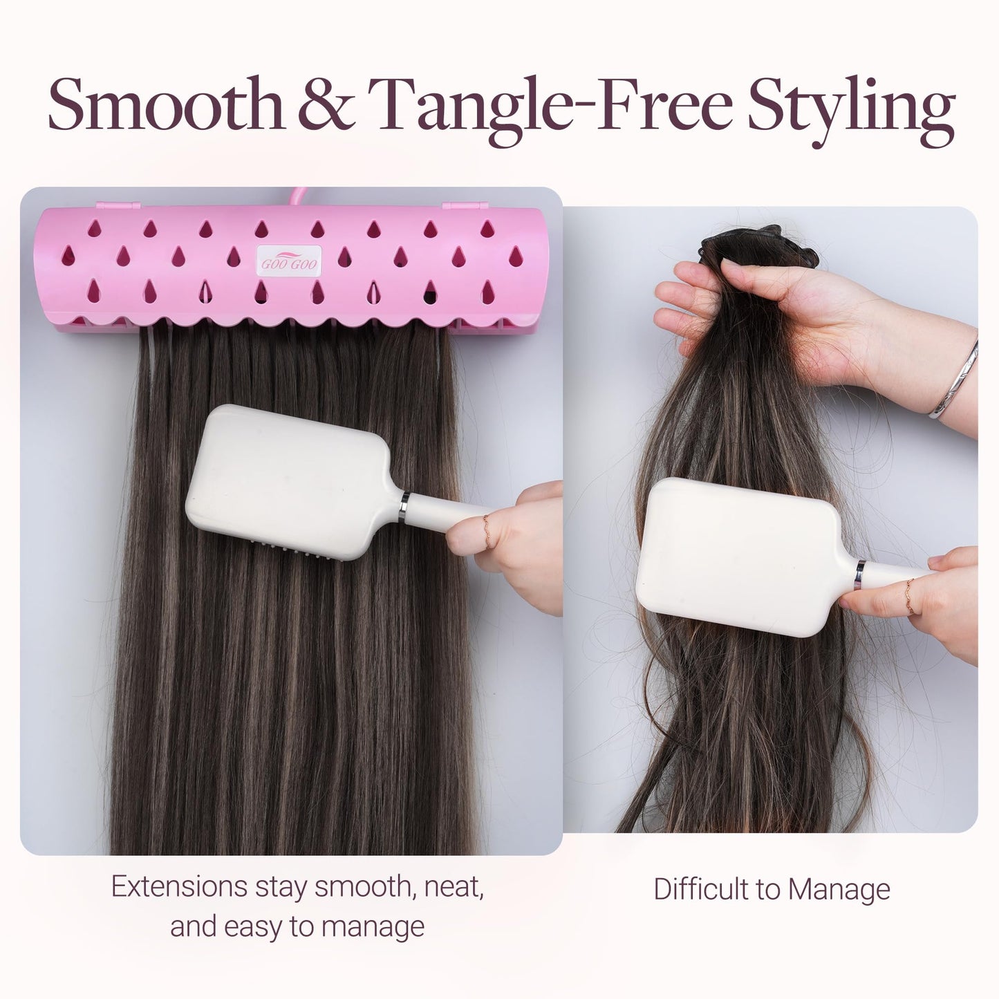 GOOGOO Hair Extension Holder Stand for Styling, 5 Installation Modes With Tool, Pink Hair Extension Holder Designed to Securely Hold Your Extensions for Washing, Styling, Packing and Storing
