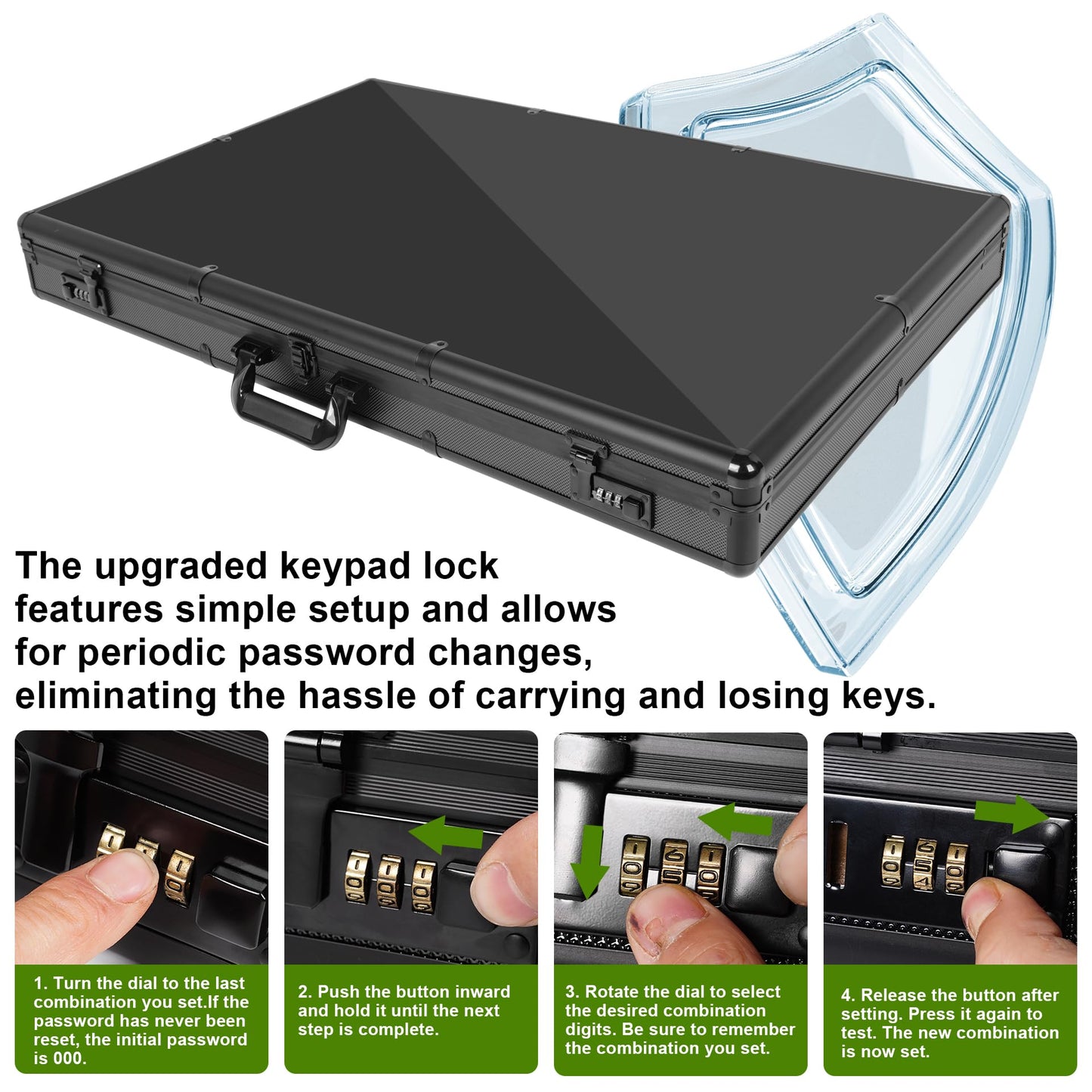 JIAYAN Trading Card Display Case: 34"x22" Aluminum Display Case with 2 Password Lock for Exhibitions - Portable Trade Show Display Table Top Showcase with Handle for Collectible Cards (Black)