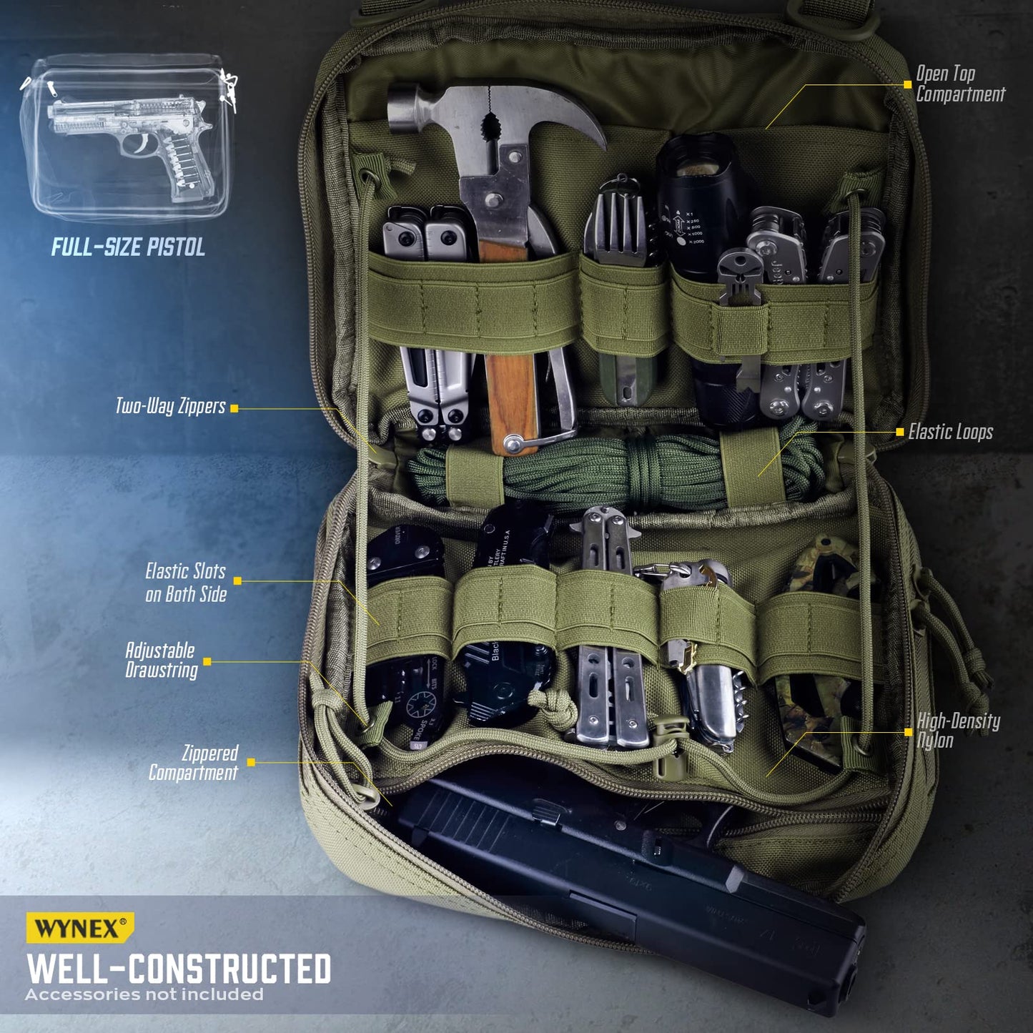 WYNEX Tactical Rig Pack for Men, Running Bag with Front Loop Airsoft Recon Chest Rig for Hunting Outdoor EDC, Large Admin Pouch of Double Layer Design, MOLLE EDC EMT Pouch