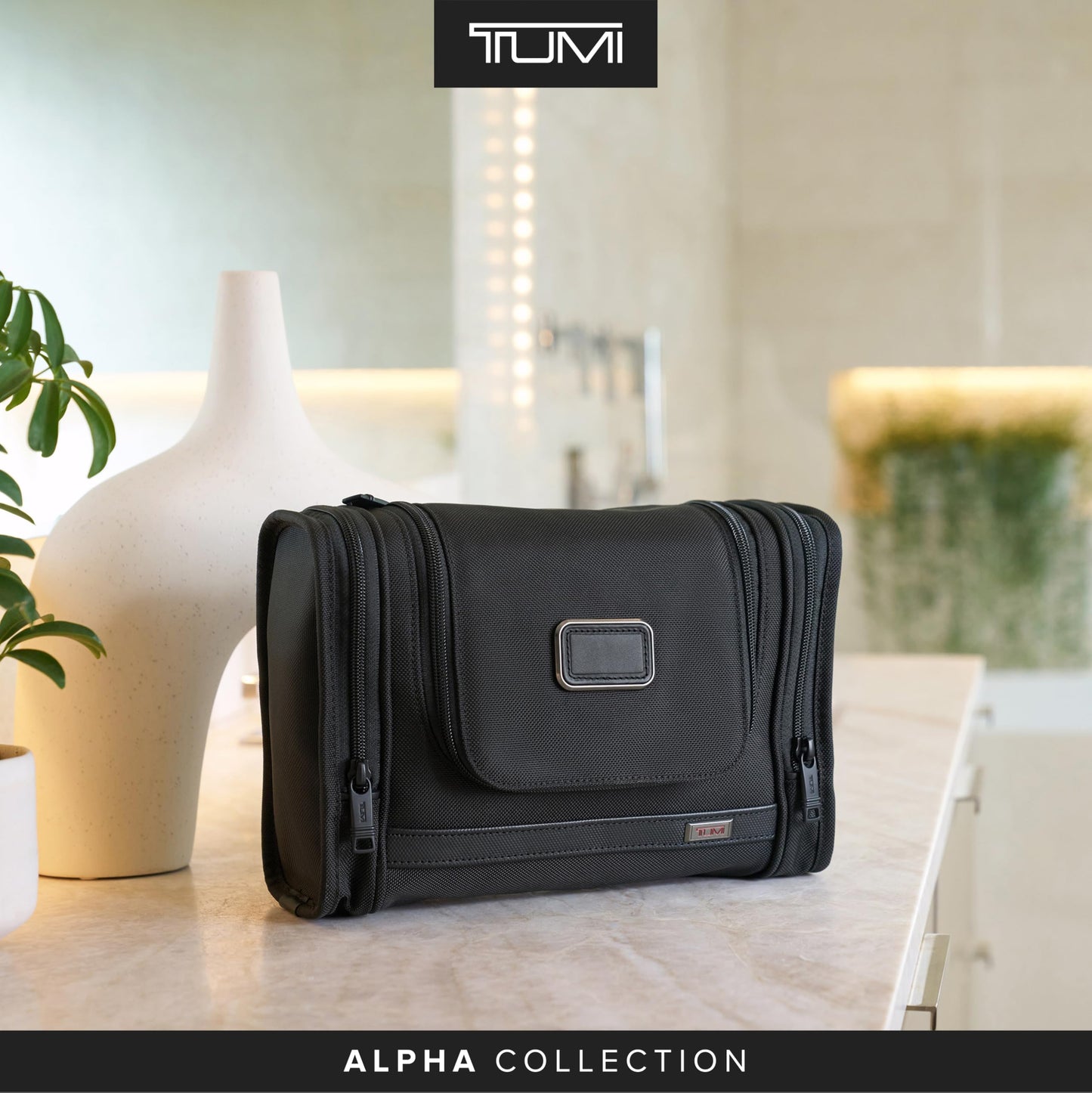 TUMI - Alpha Hanging Travel Kit - Toiletries and Cosmetics Organizer - Travel Essentials Bag with Hooks & Pockets - Black