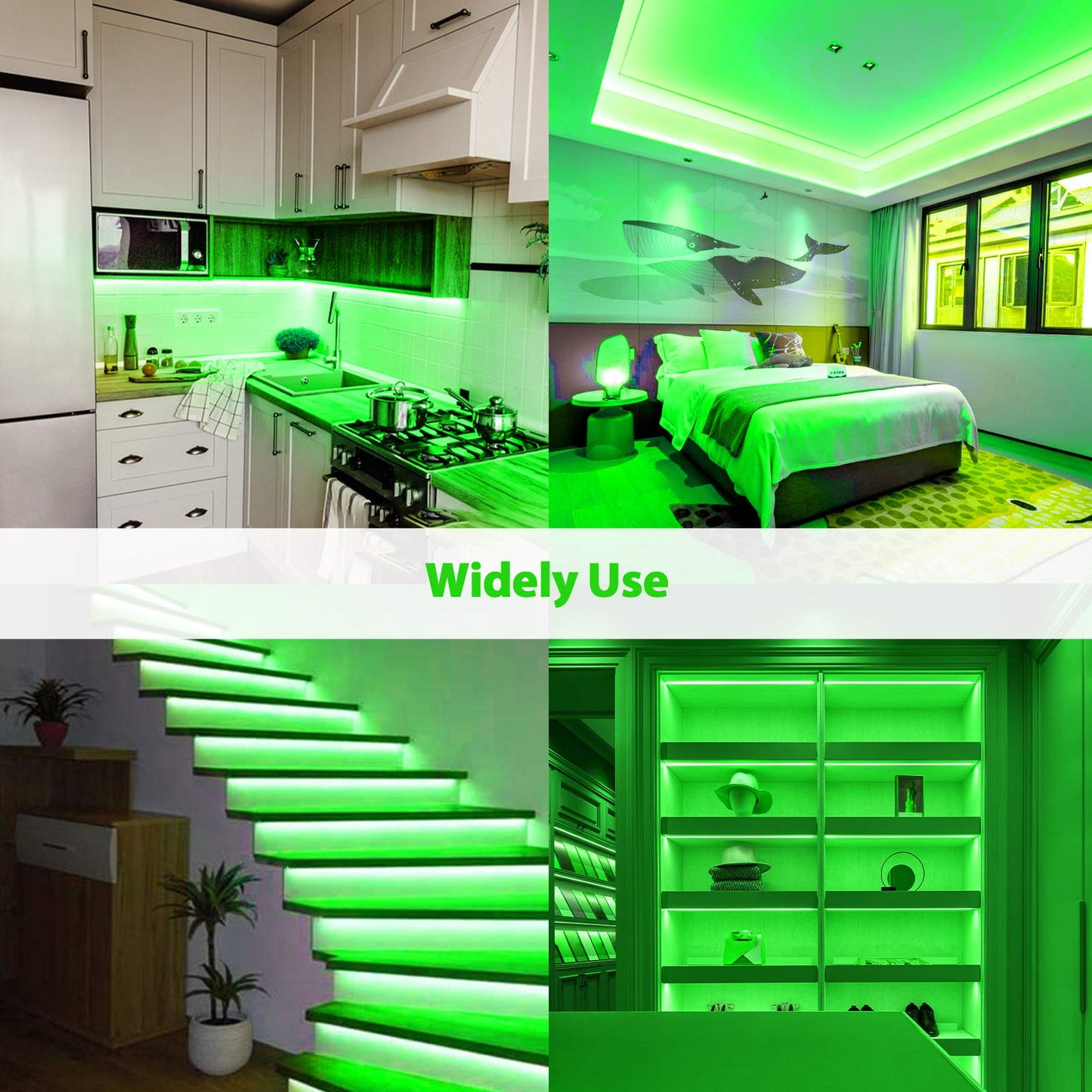 Lamomo LED Neon Lights, 16.4ft Green LED Strip Light, 12V 0.39In/Cut Silicone Waterproof Neon Rope Light, DIY Neon Sign for Bedroom Indoor Outdoor Decoration（Power Adapter not Included）