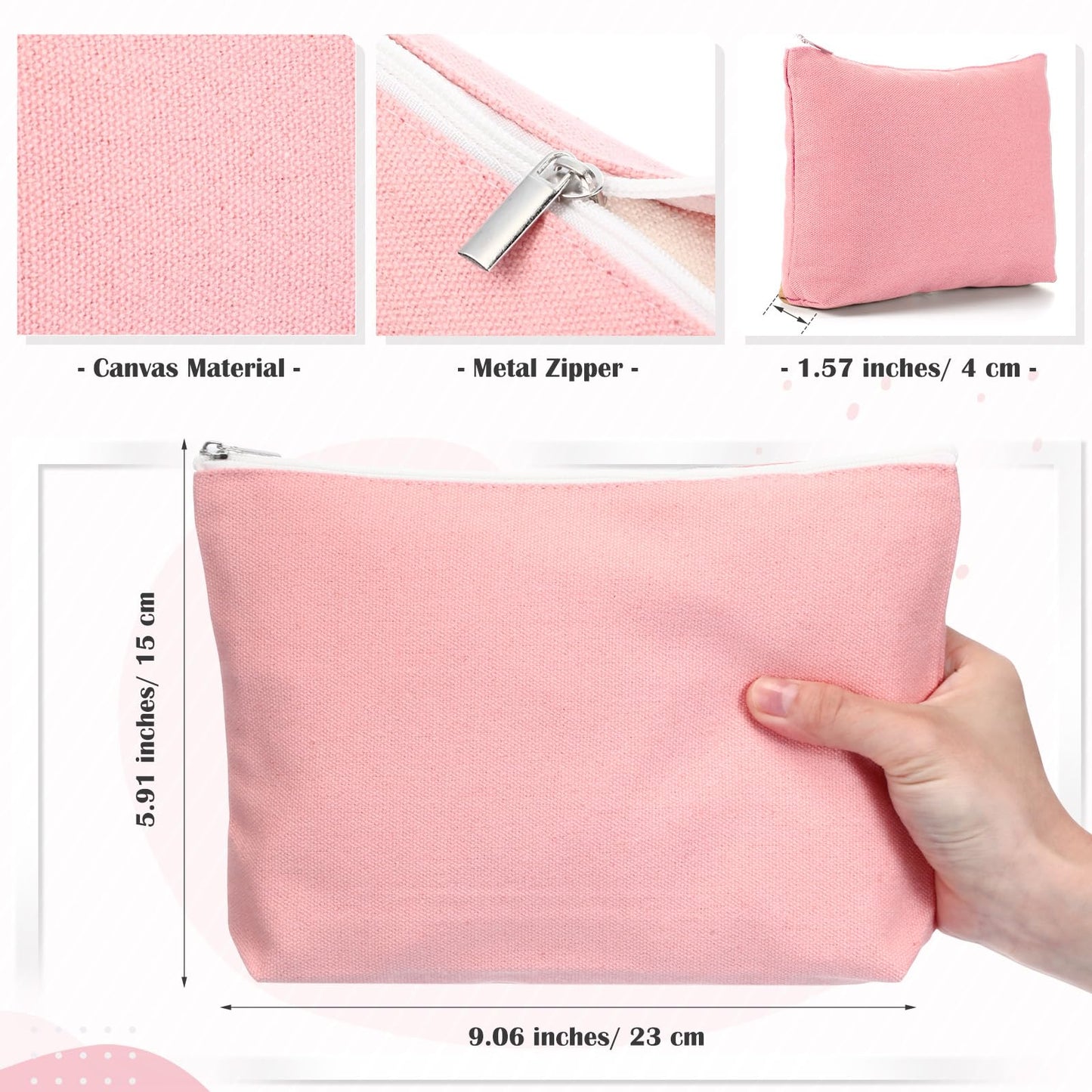 Reginary 10 Pcs Canvas Makeup Bags Bulk for Women Cosmetics Toiletry Bags Blank DIY Pencil Pouch, Thank You Gift for Summer Wedding Bridal Shower Teacher Nurse Office Coworker Gift(Boho Color)