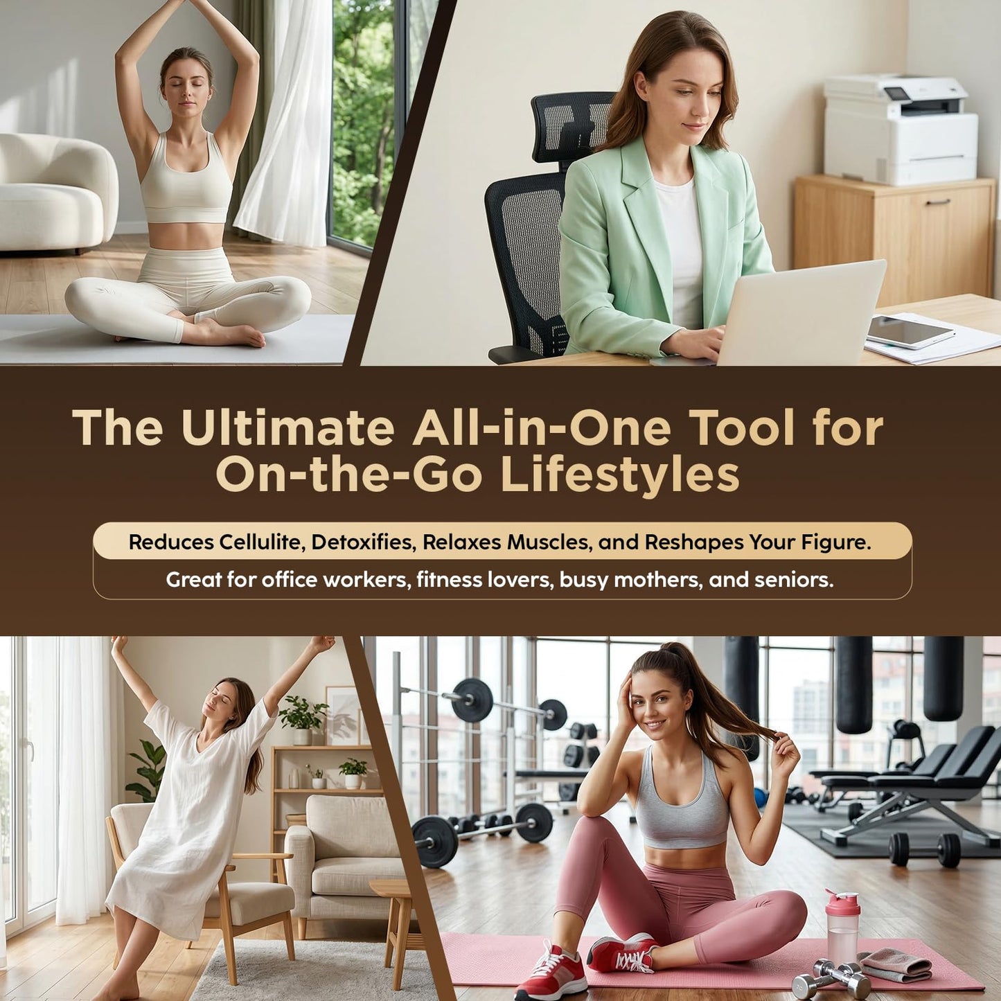 OVGIAP Lymphatic Drainage Massager & Anti-Cellulite Massage Tool, Body Sculpting Device for Legs, Arms & Stomach, Supports Smoother Skin, with Gentle Warming & Vibration (Gilded)