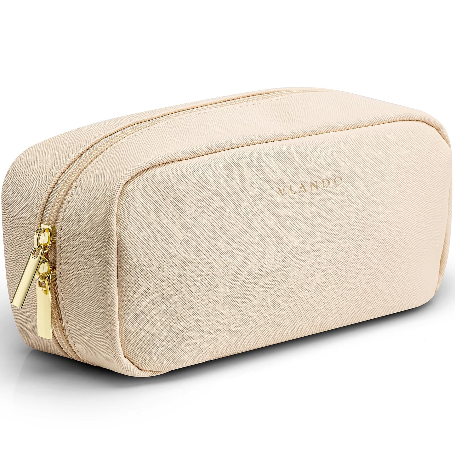 VLANDO Small Makeup Bag,Makeup Pouch,Travel Makeup Organizer Bag Valentines Gifts for Women Purse Travel Accessories Toiletry Bag Skincare Bag-White