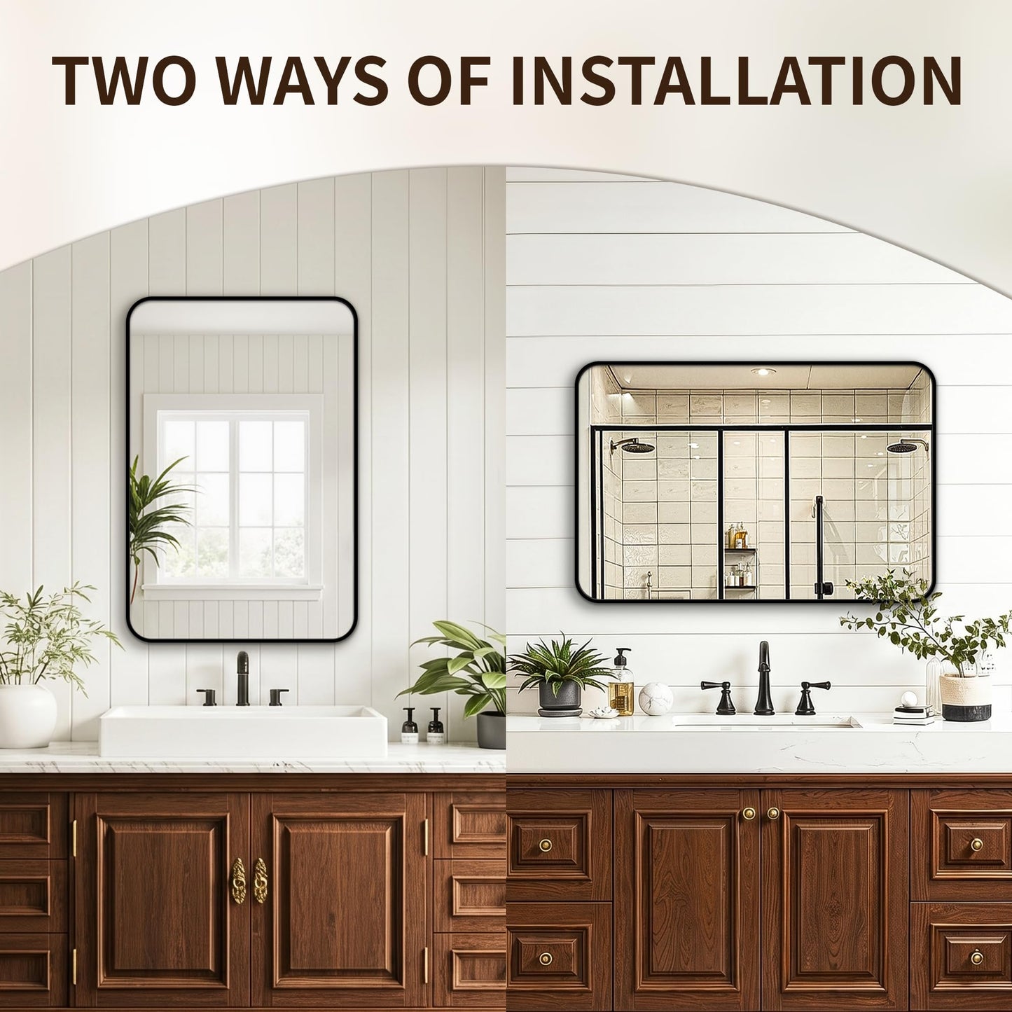 FICTOR Bathroom Mirror, 2 Pack 30"x20" Black Framed Vanity Mirror for Wall, Shatterproof &Anti-Rust Bathroom Mirrors for Over Sink, Bedroom, Living Room, Entryway, Vertical/Horizontal Mount