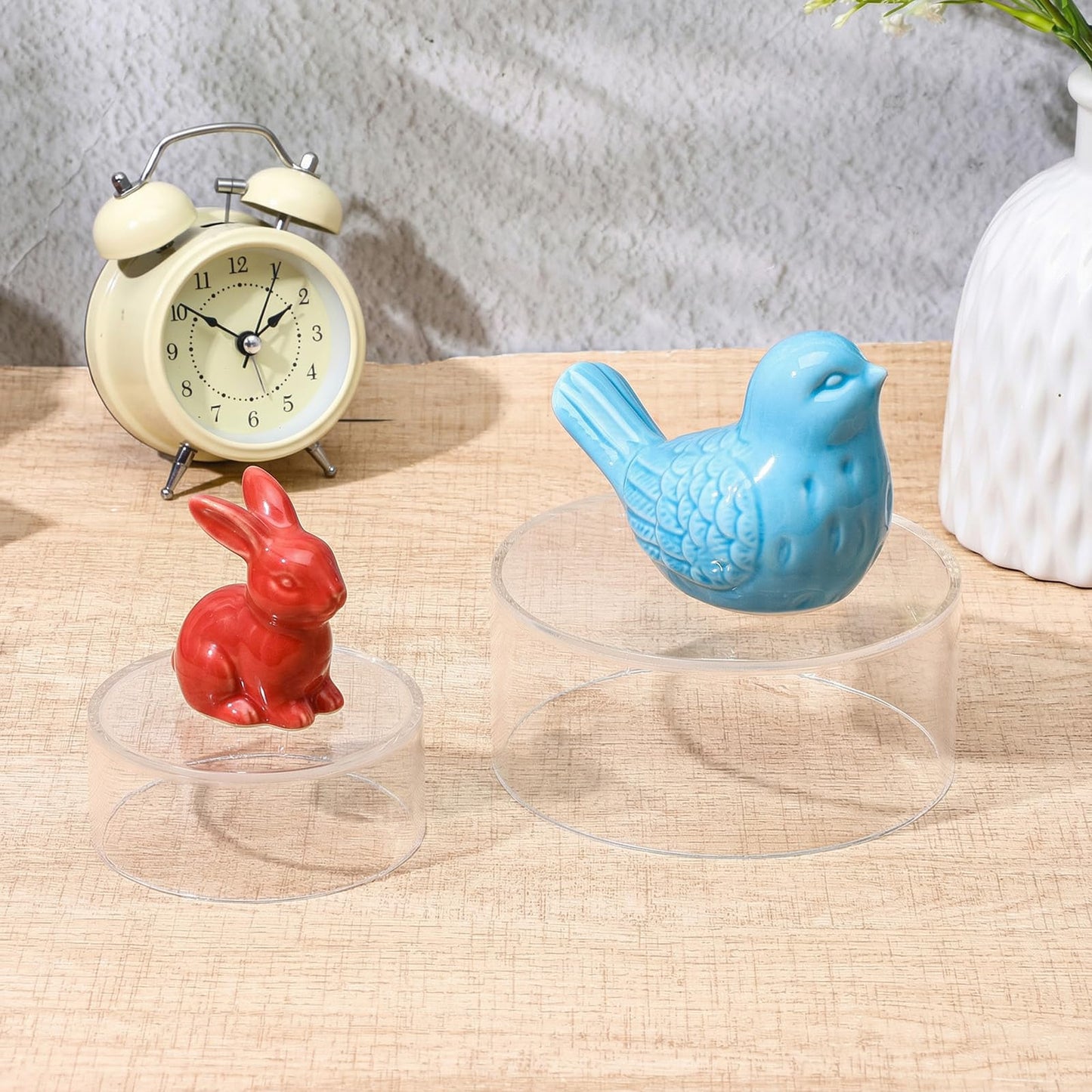 Xaajooio 6 Pcs Acrylic Display Risers, Clear Round Nesting Pedestal Stands with Hollow Bottom, 3 Sizes 5.91'' 5.12'' 3.54'' for Jewelry Dessert Buffet and Party Display