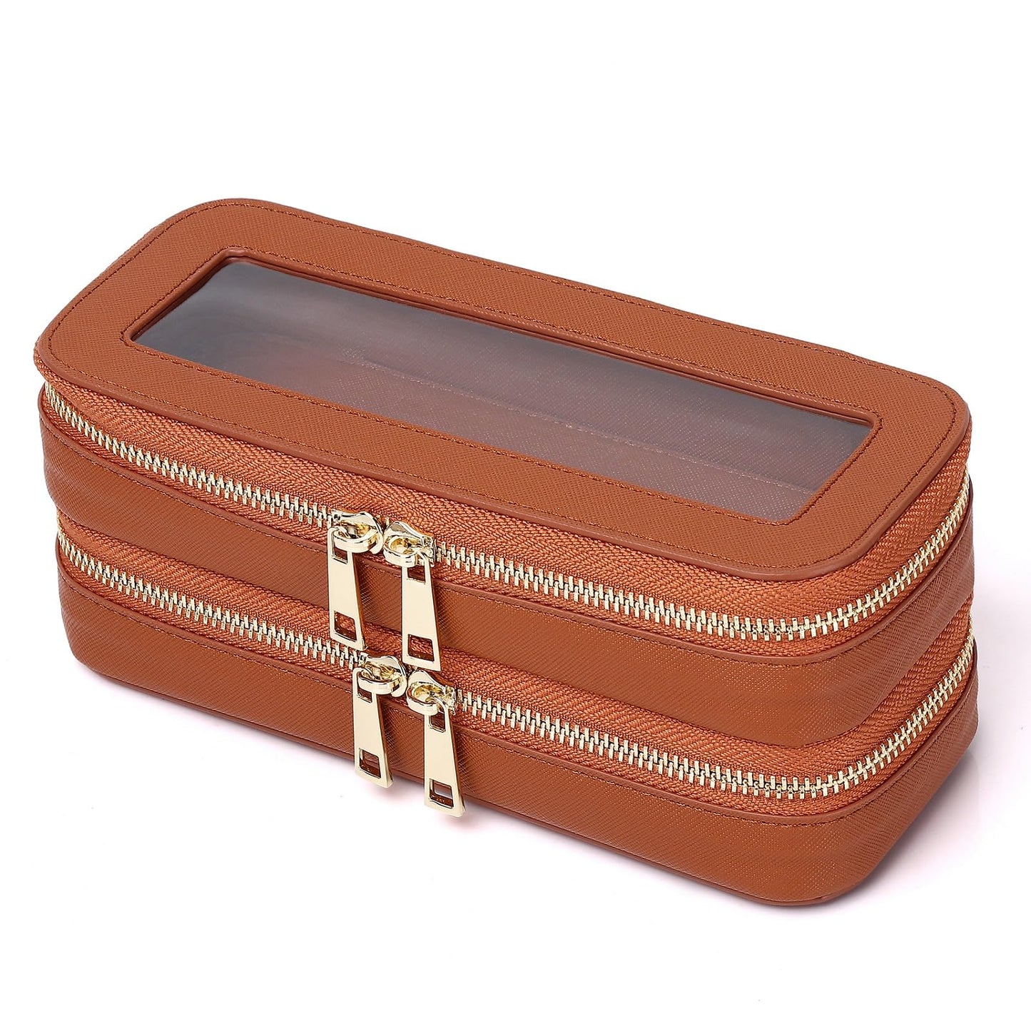 Pinkmik Double Layer Makeup Bag, Brown, Double SLIM