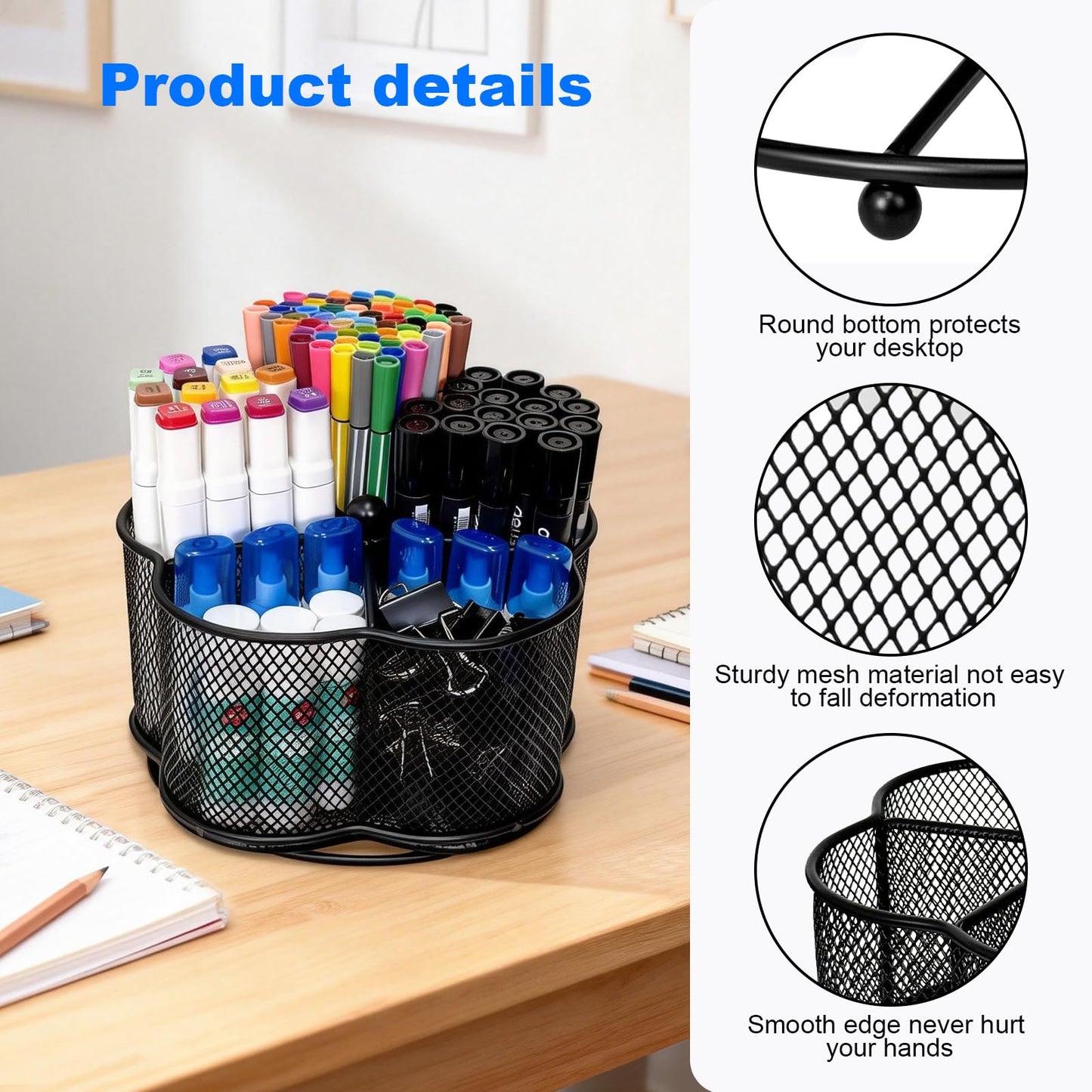 Obsoorth Pen Holder for Desk,360-Degree Rotating Pencil Organizer
