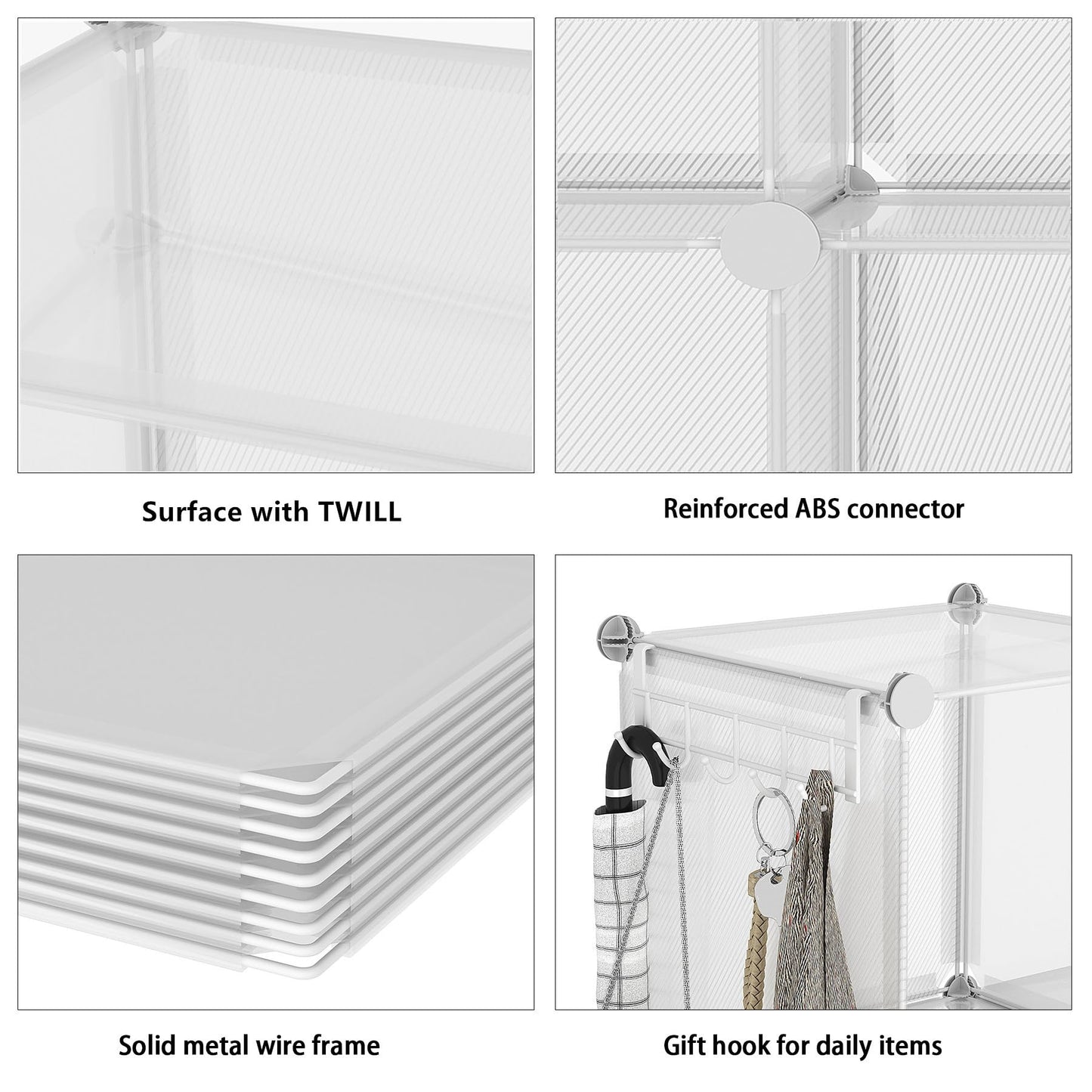 AWTATOS Cube Storage Organizer, 16 Cube Closet Organizers and Storage Shelves, DIY Stackable Bookshelf for Bedroom, Home, Translucent Twill