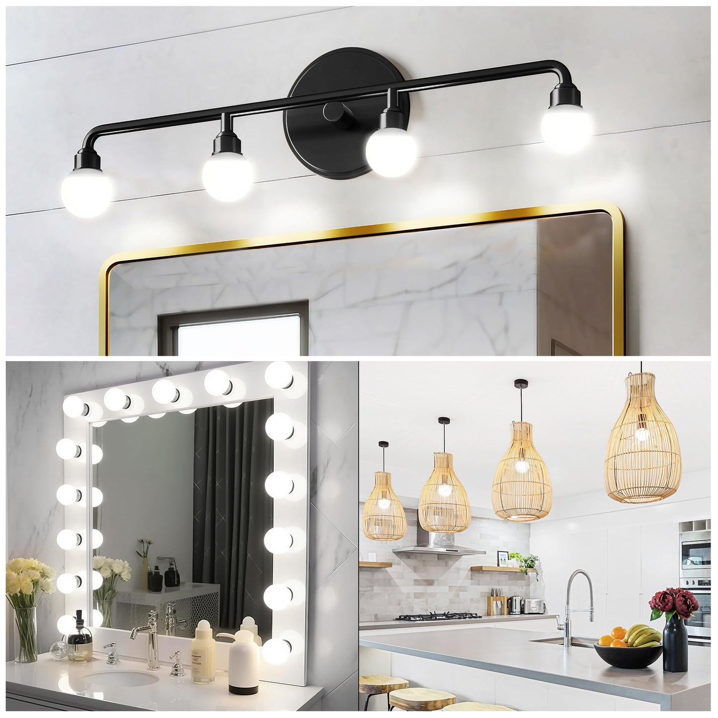 Flaspar G25 LED Vanity Light Bulbs, 100W LED Globe Bulb Equivalent, 9W Vanity Bulbs for Bathroom, 5000K Daylight White 900LM, E26 Base Round Makeup Mirror Bathroom Lights Bulb Décor Lighting, 4 Pack