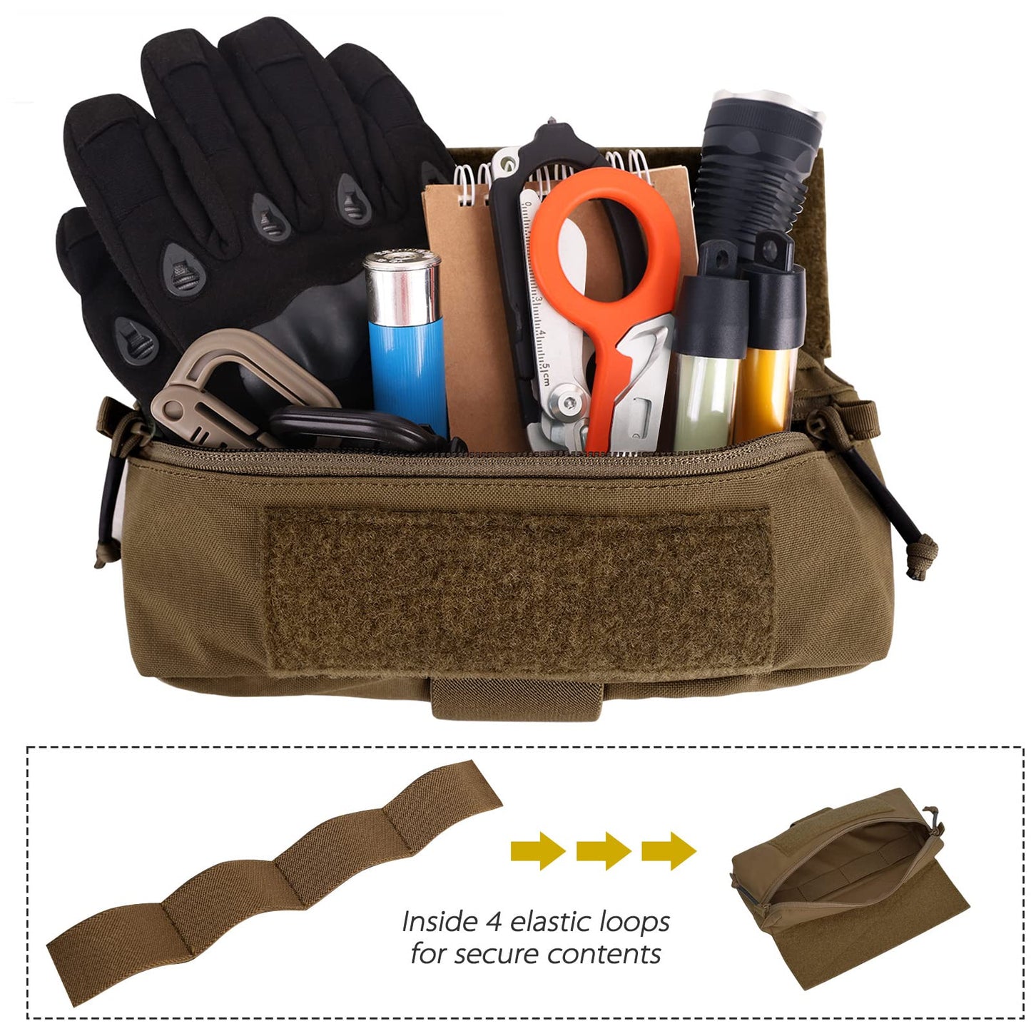 PETAC GEAR Tactical Mini Drop Pouch Fanny Pack Tool Pouch for Tactial Vest Chest Rig Coyote Brown