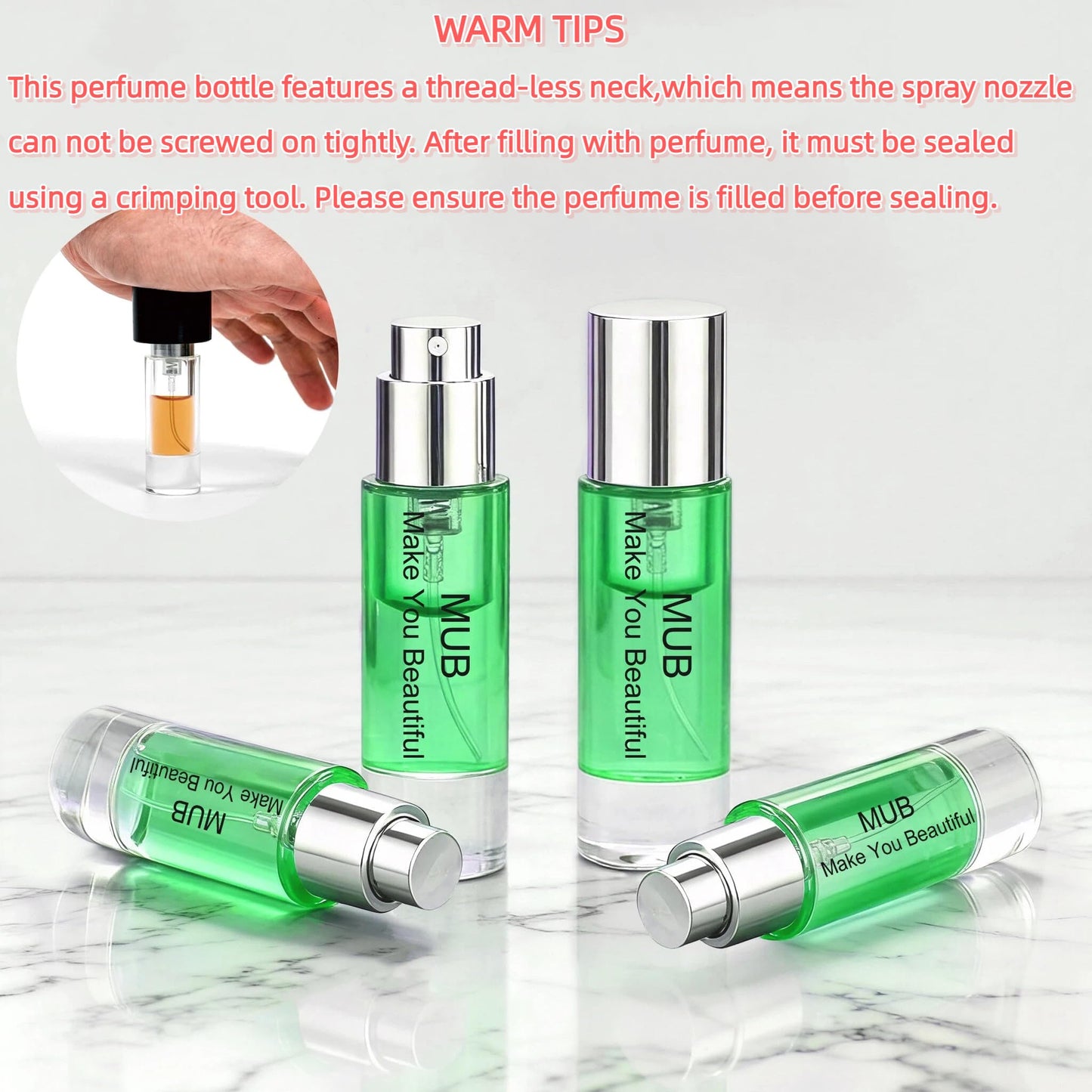 MUB 10pcs Perfume Travel Refillable Atomizer Bottle 5ml Glass Overmolding Leak-Proof Spray Bottle Atomizer Sprayer for Perfume Cologne Mini Travel Size Empty Portable Dispenser with Refill Tool Kit