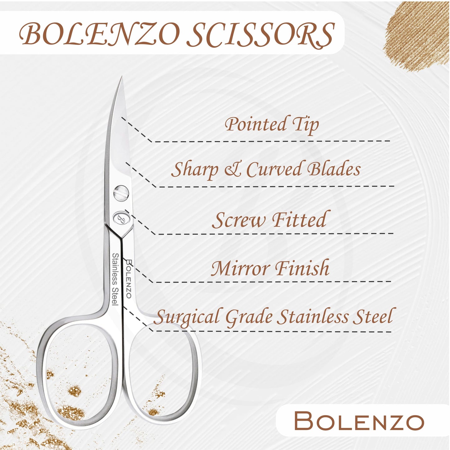 Nail Scissors Curved - High Carbon Stainless Steel Eyebrow Scissor for Eyelash, Nose Hair, Mustache, Beard, Toenail, Pedicure - Manicure Scissors for Men and Women (Nail Scissors)