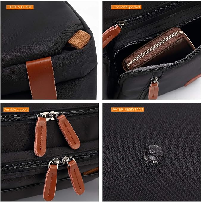 CoolBELL Convertible Backpack Messenger Shoulder Bag Laptop Case Handbag Business Briefcase Multi-Functional Travel Rucksack Fits 17.3 Inch Laptop for Men/Women (Black)