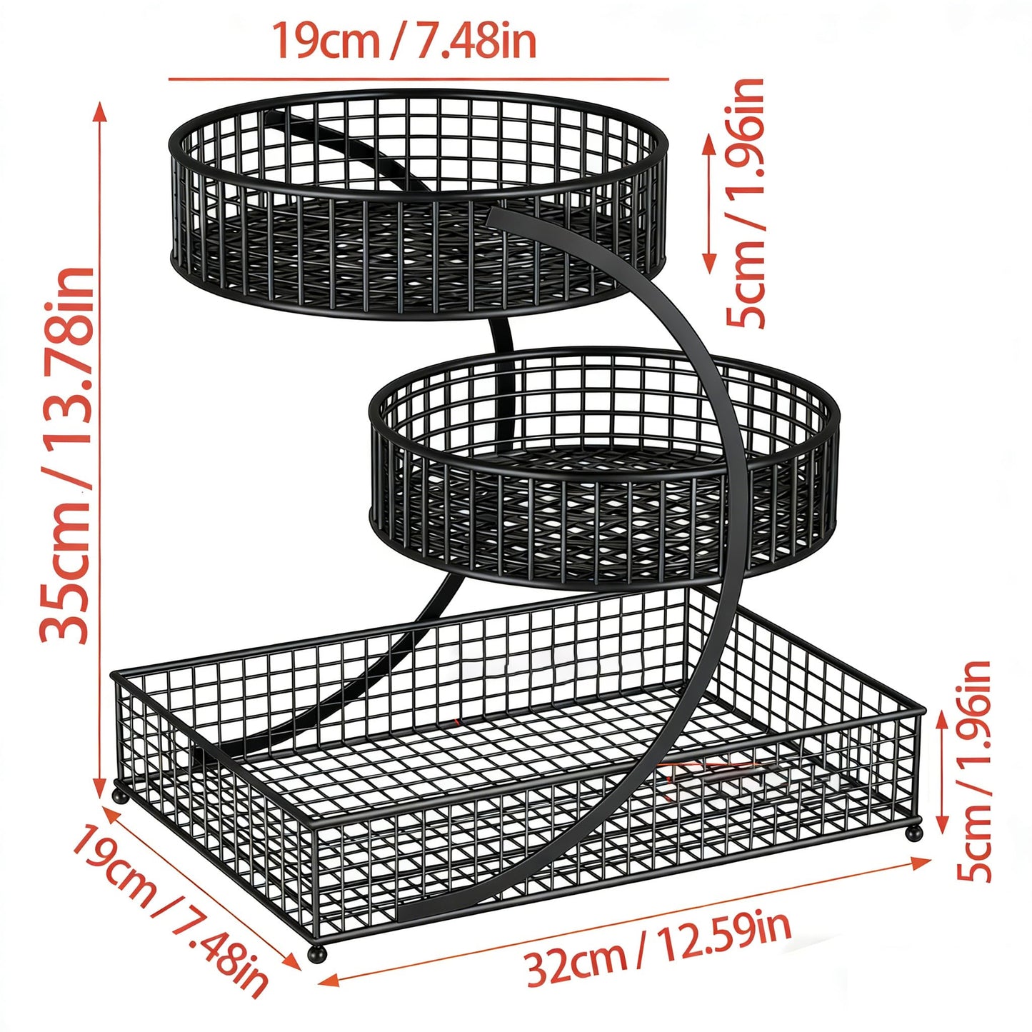 Makeup Organizer Countertop for Vanity, 3 Tier Metal Bathroom Countertop Organizers Skincare Storage Holder Perfume Cosmetic Display, Multi-Use Storage Rack for Bedroom & Kitchen (Black(Round))