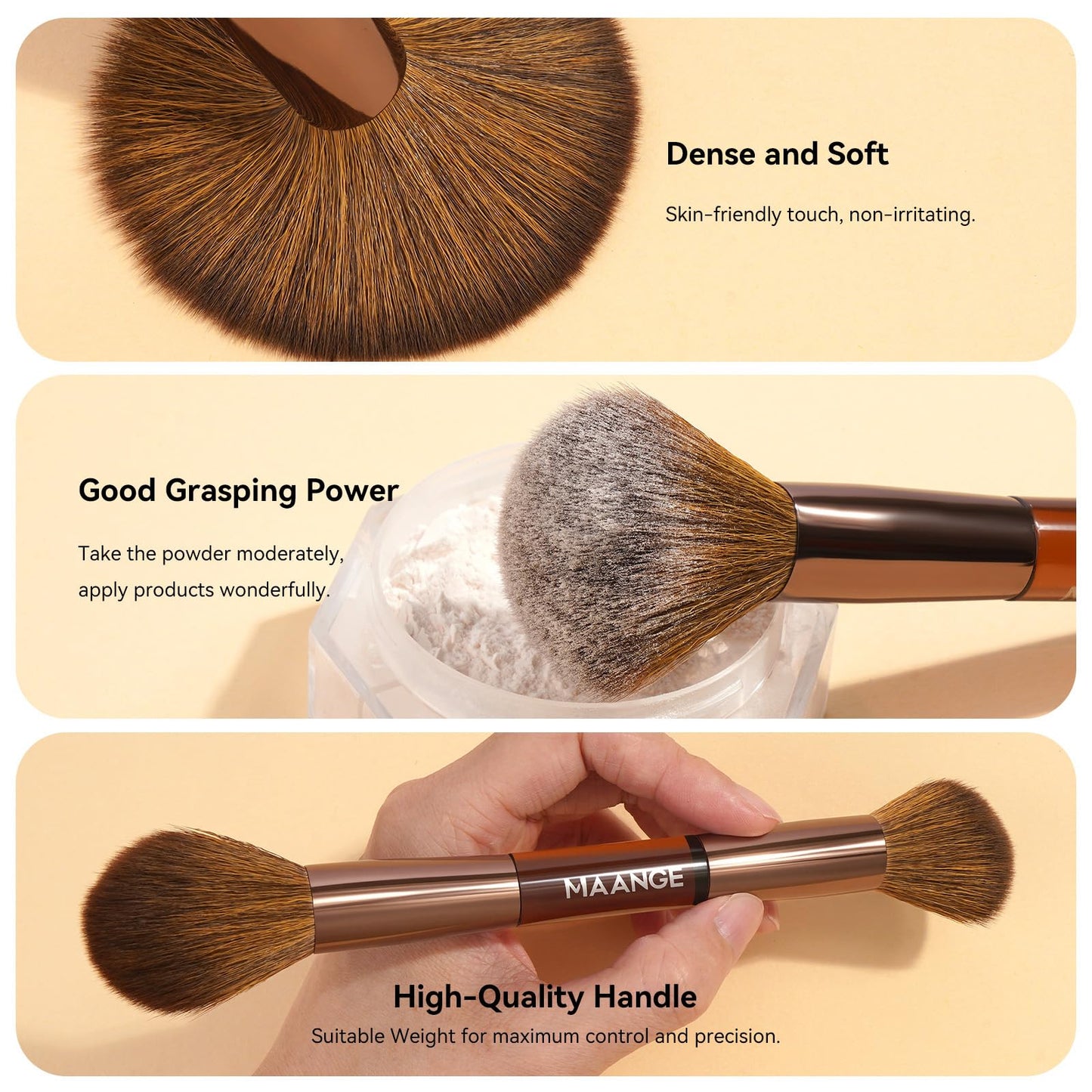 MAANGE 13 Pcs Foundation Makeup Brush Set With Bag, Make up Brushes, Double-End Multi Functional Makeup Brushes, Professional Face Brush Set Tools For Liquid Powder Concealer Cream Blush (Brown)